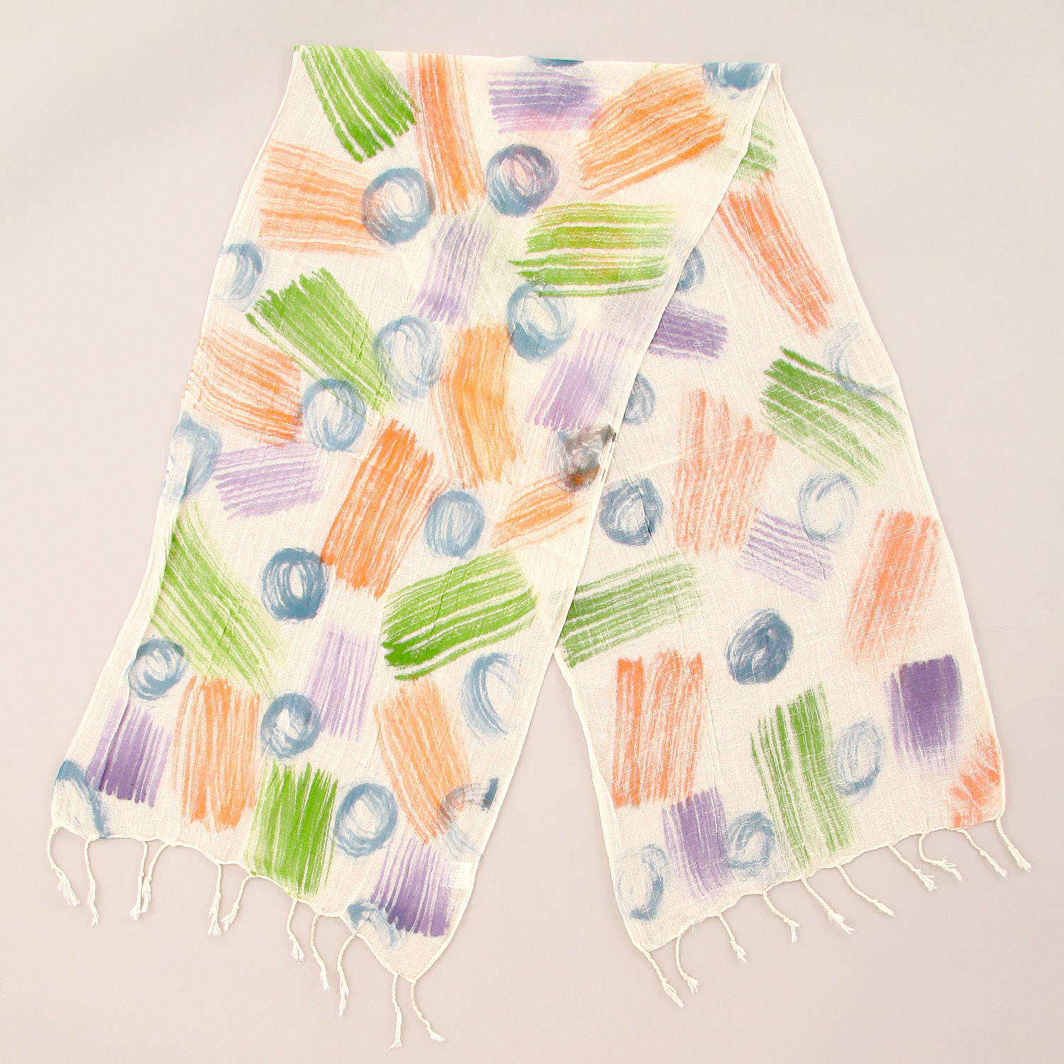 【07終了】インド製 手描き風ストール カラー - 画像4
