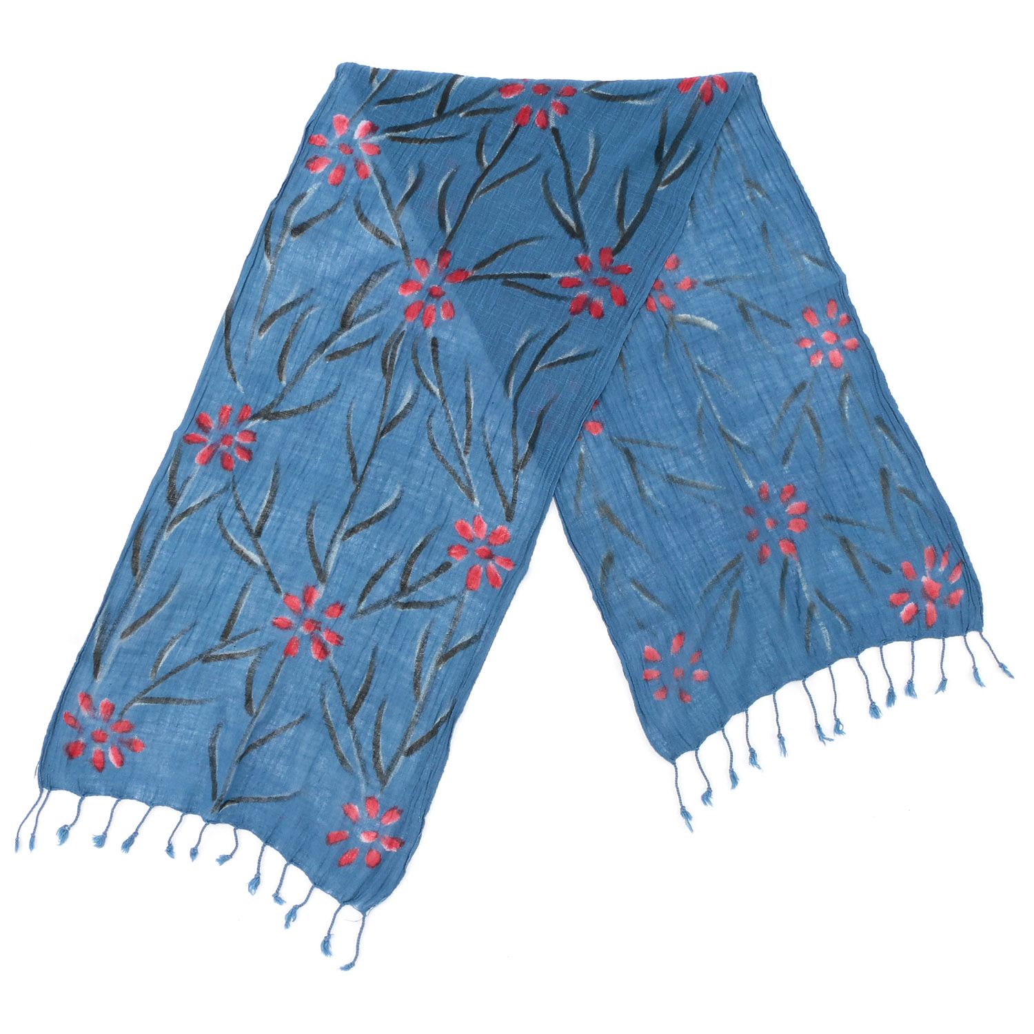 【01，02， 04終了】インド製 綿スラブストール ブルー - 画像12