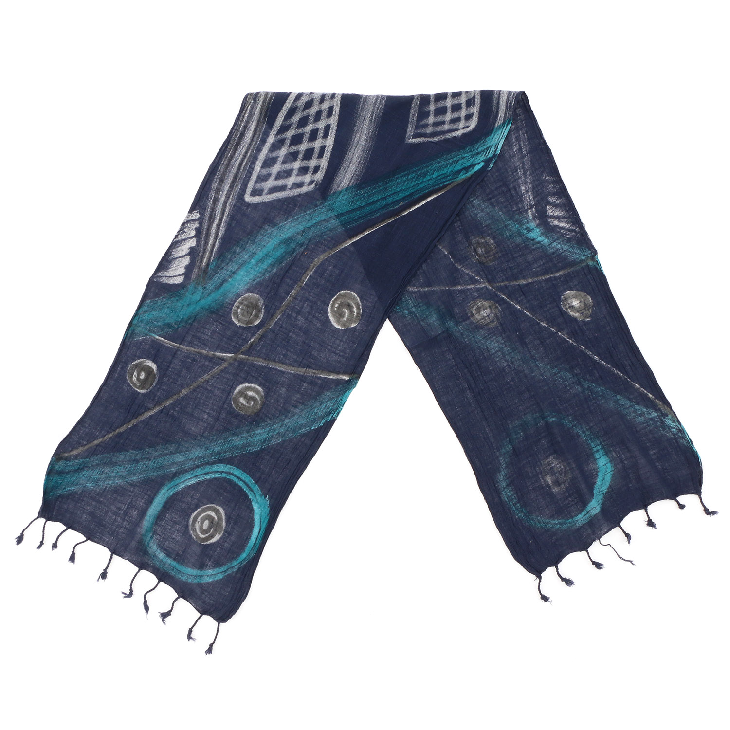 【01，02終了】インド製 綿スラブストール ブルー - 画像14