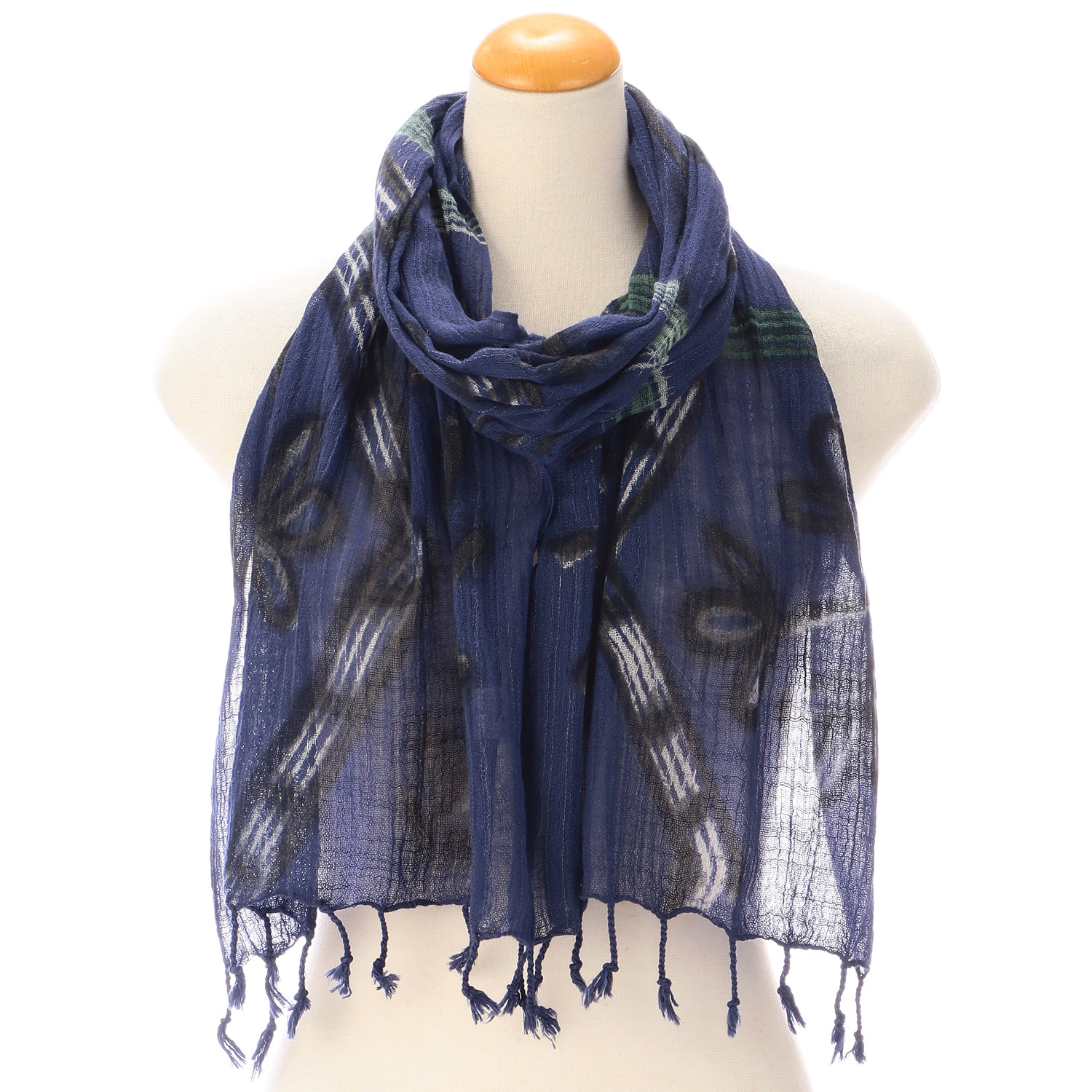 【01，02終了】インド製 綿スラブストール ブルー - 画像17