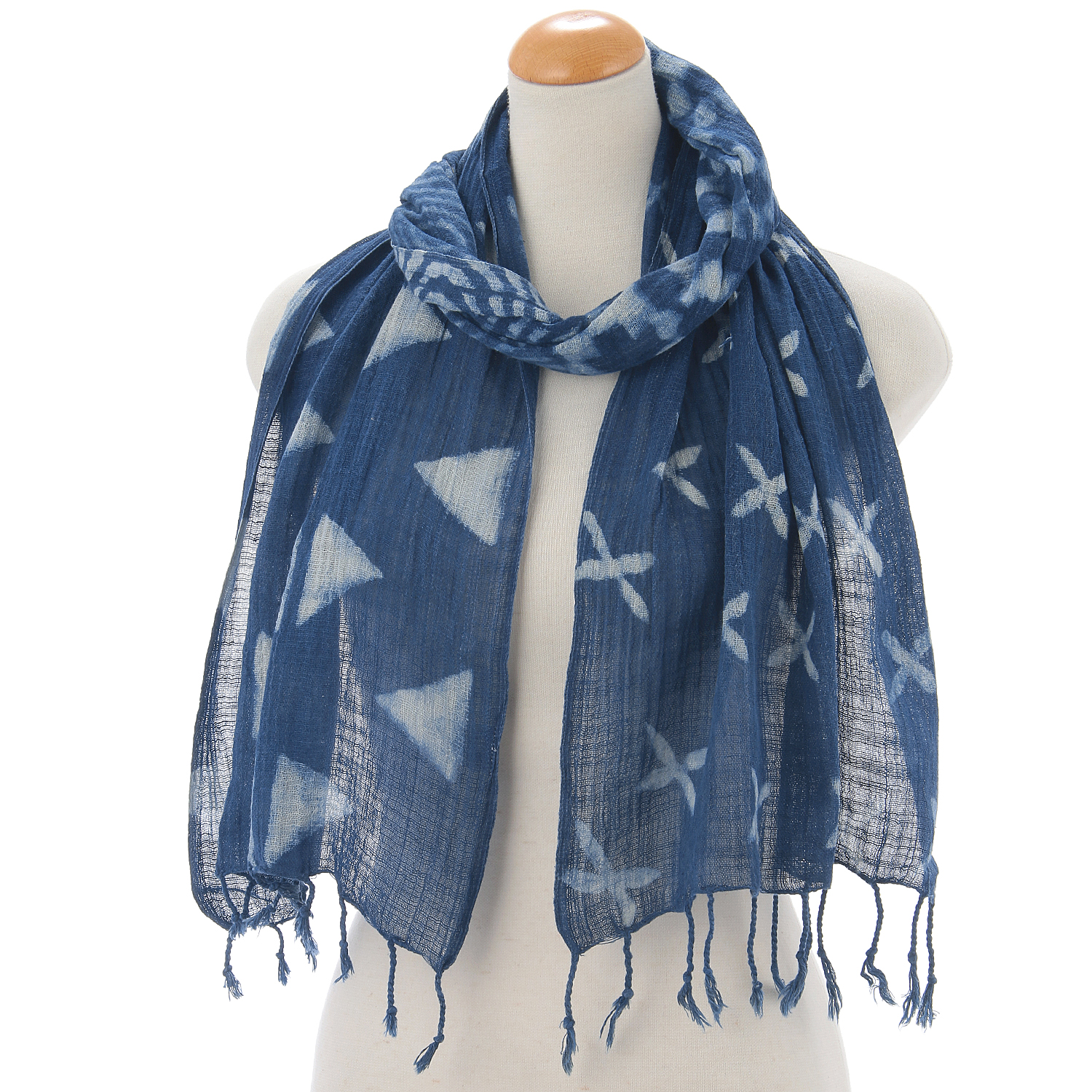 【01，02終了】インド製 綿スラブストール ブルー - 画像3