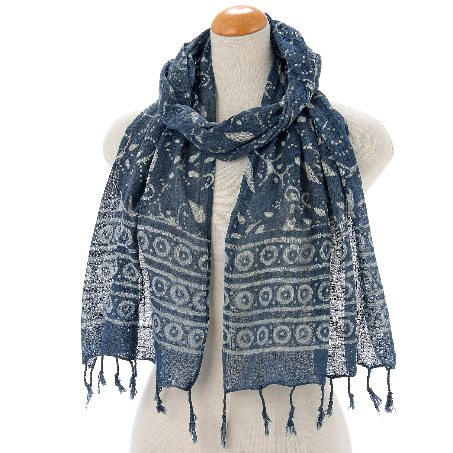 【01，02終了】インド製 綿スラブストール ブルー - 画像5