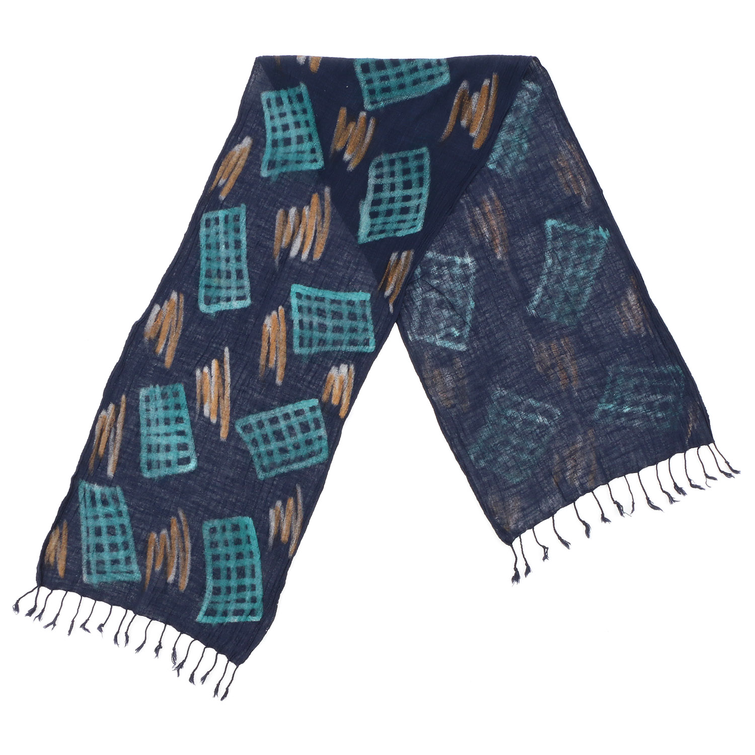 【01，02， 04終了】インド製 綿スラブストール ブルー - 画像10