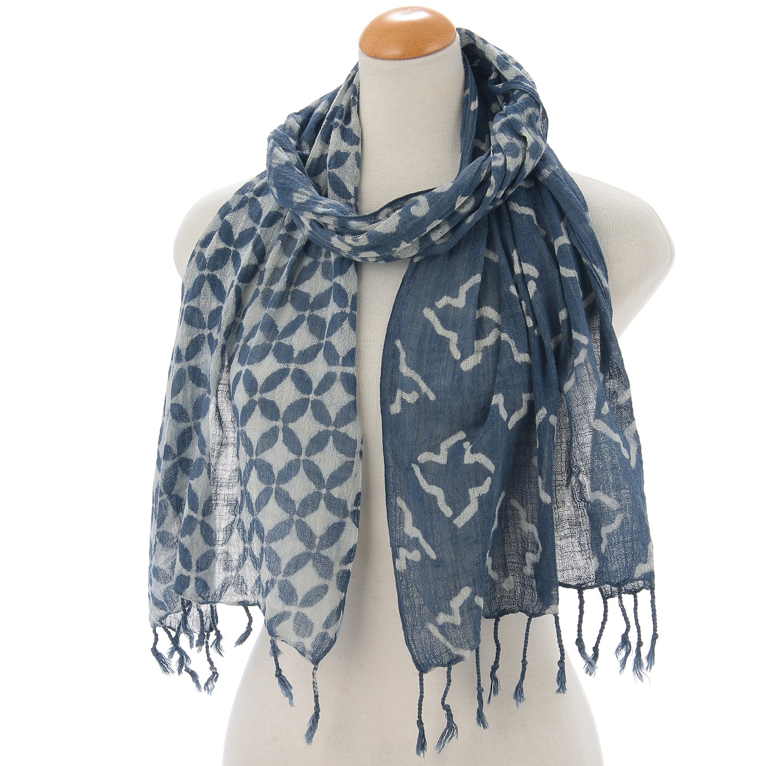 【01，02終了】インド製 綿スラブストール ブルー - 画像1