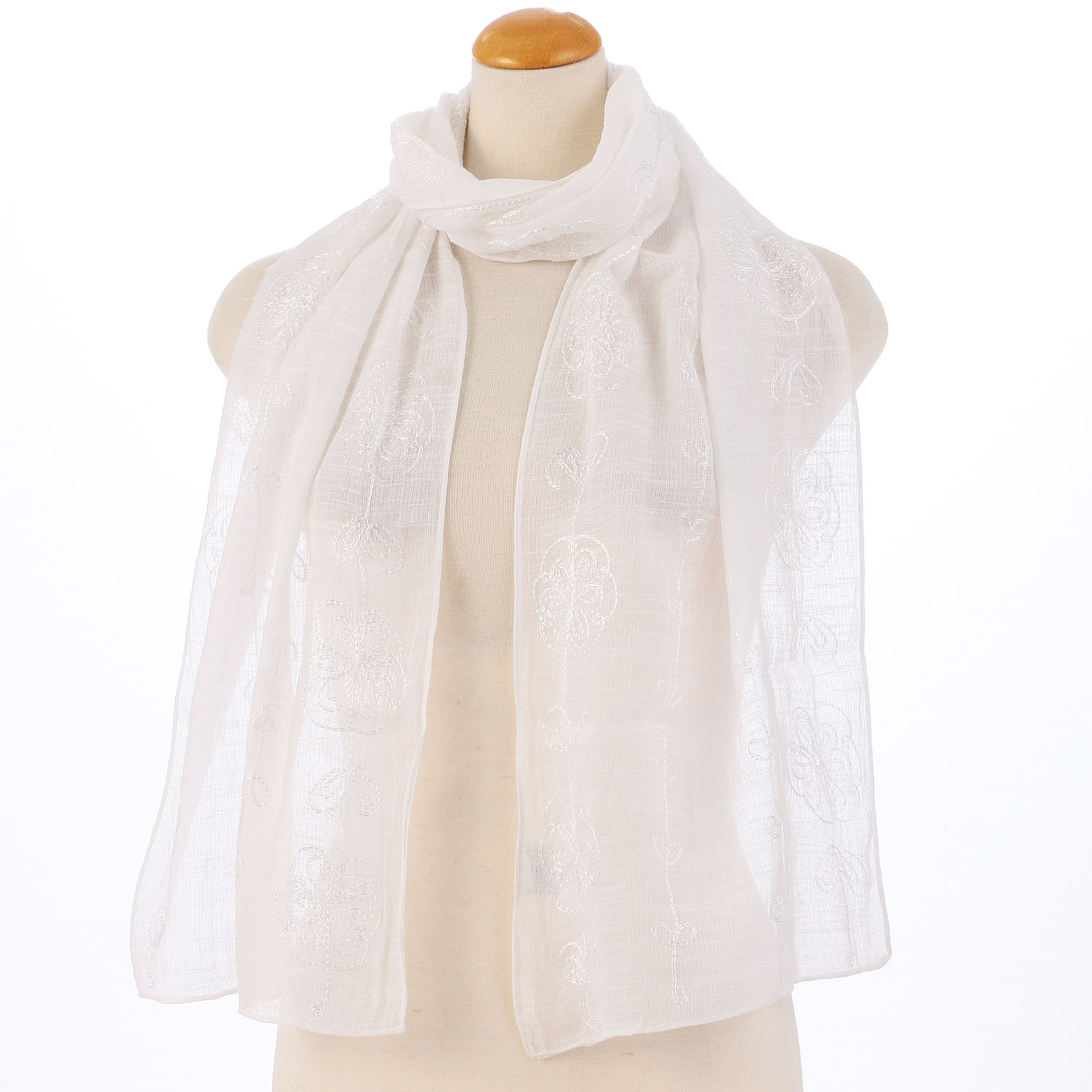 インド製 シルク混刺繍ストール - 画像3