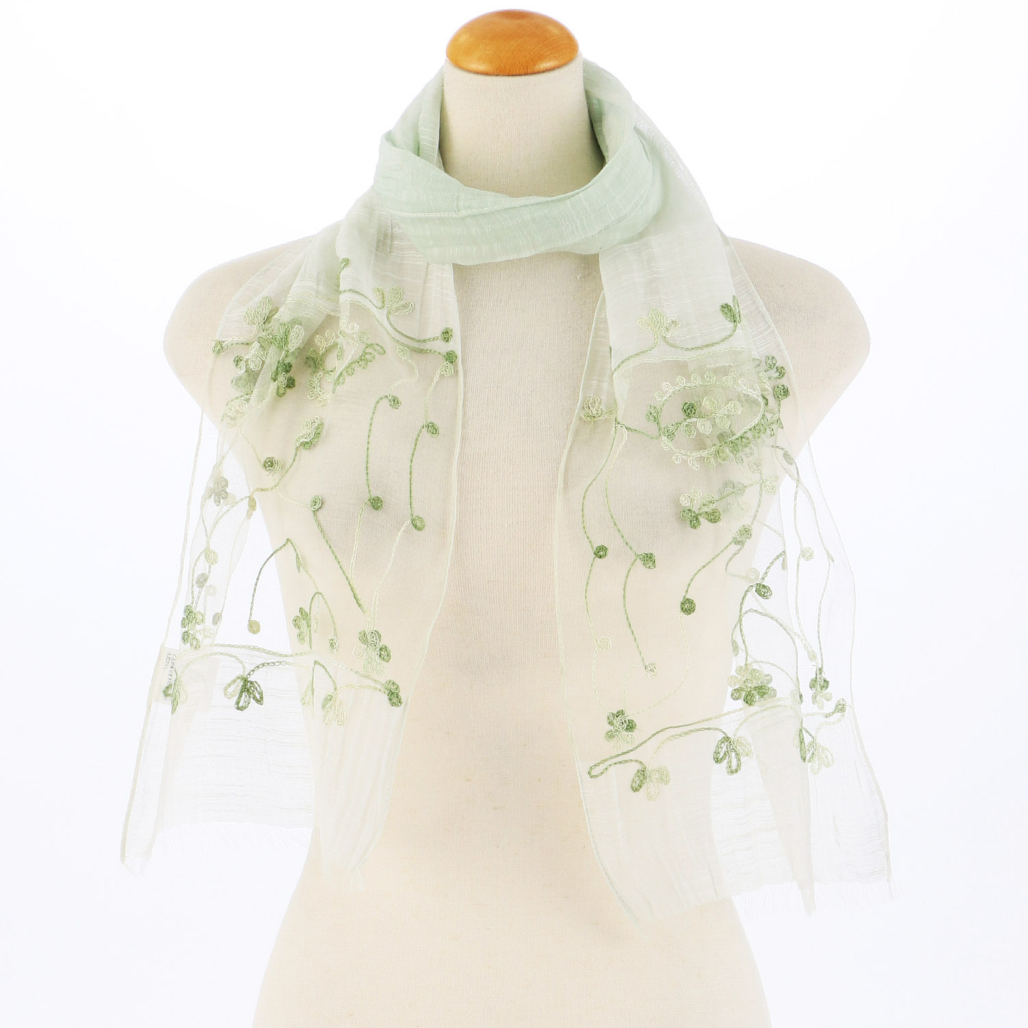 インド製 綿シルク刺繍ストール - 画像1