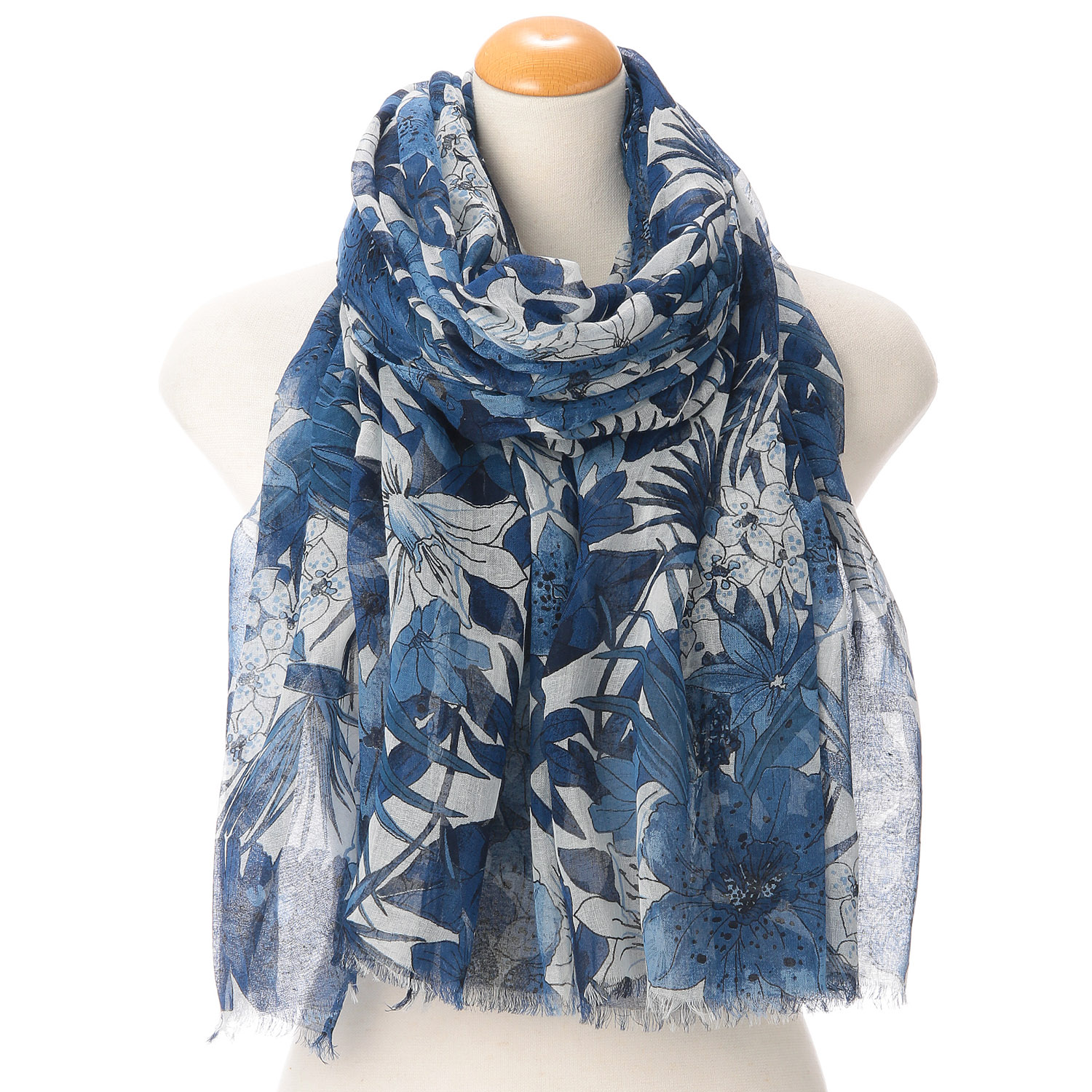 インド製 コットンガーゼ調大判ストール - 画像1