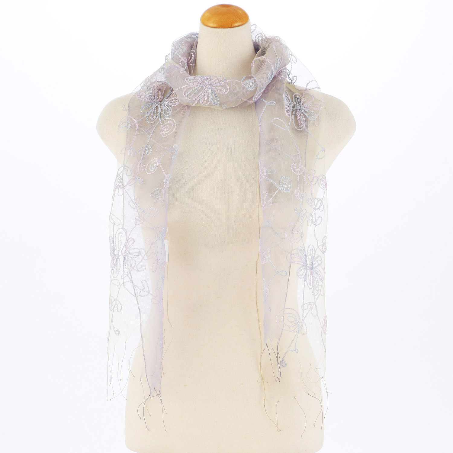 インド製 シルク刺繍グラデーションストール - 画像6