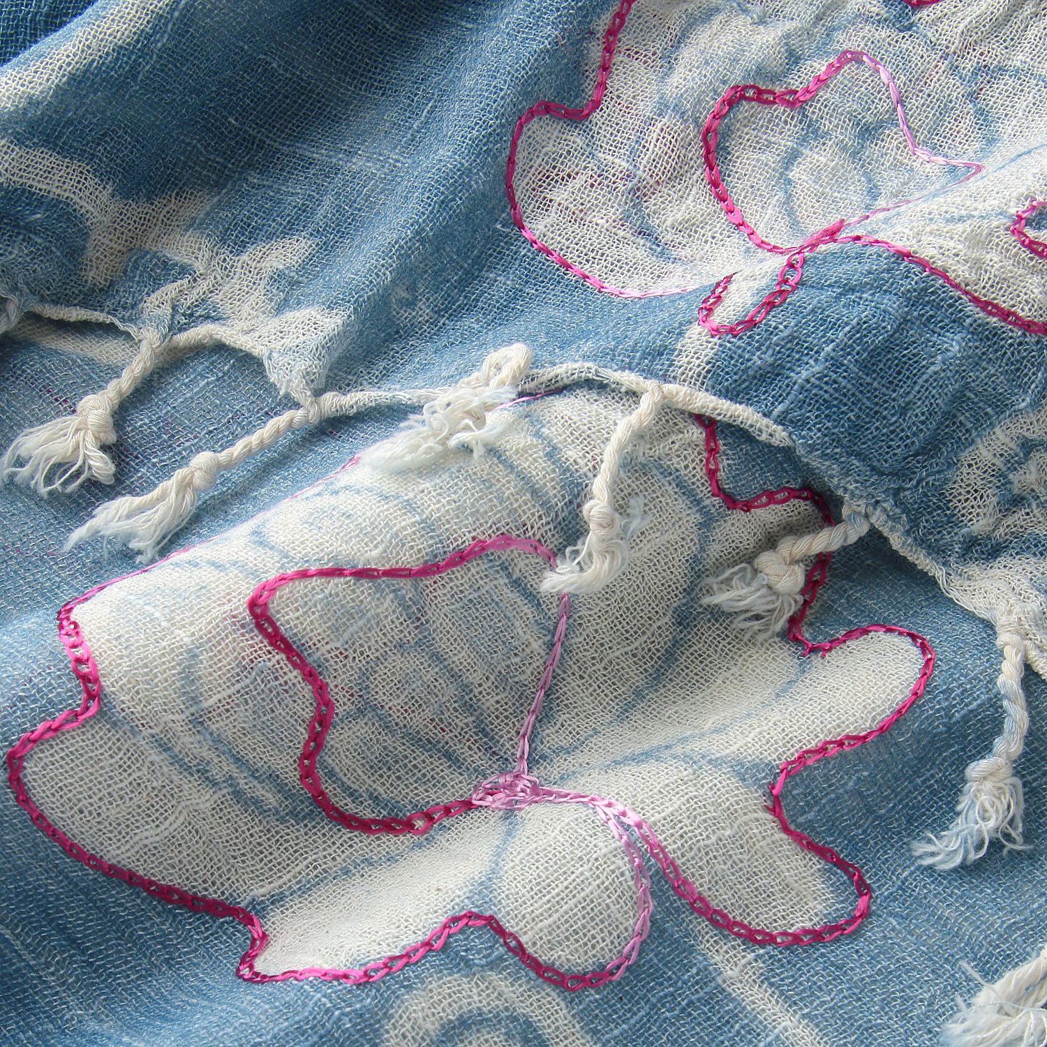 インド製 コットンストール ライトブルー - 画像3