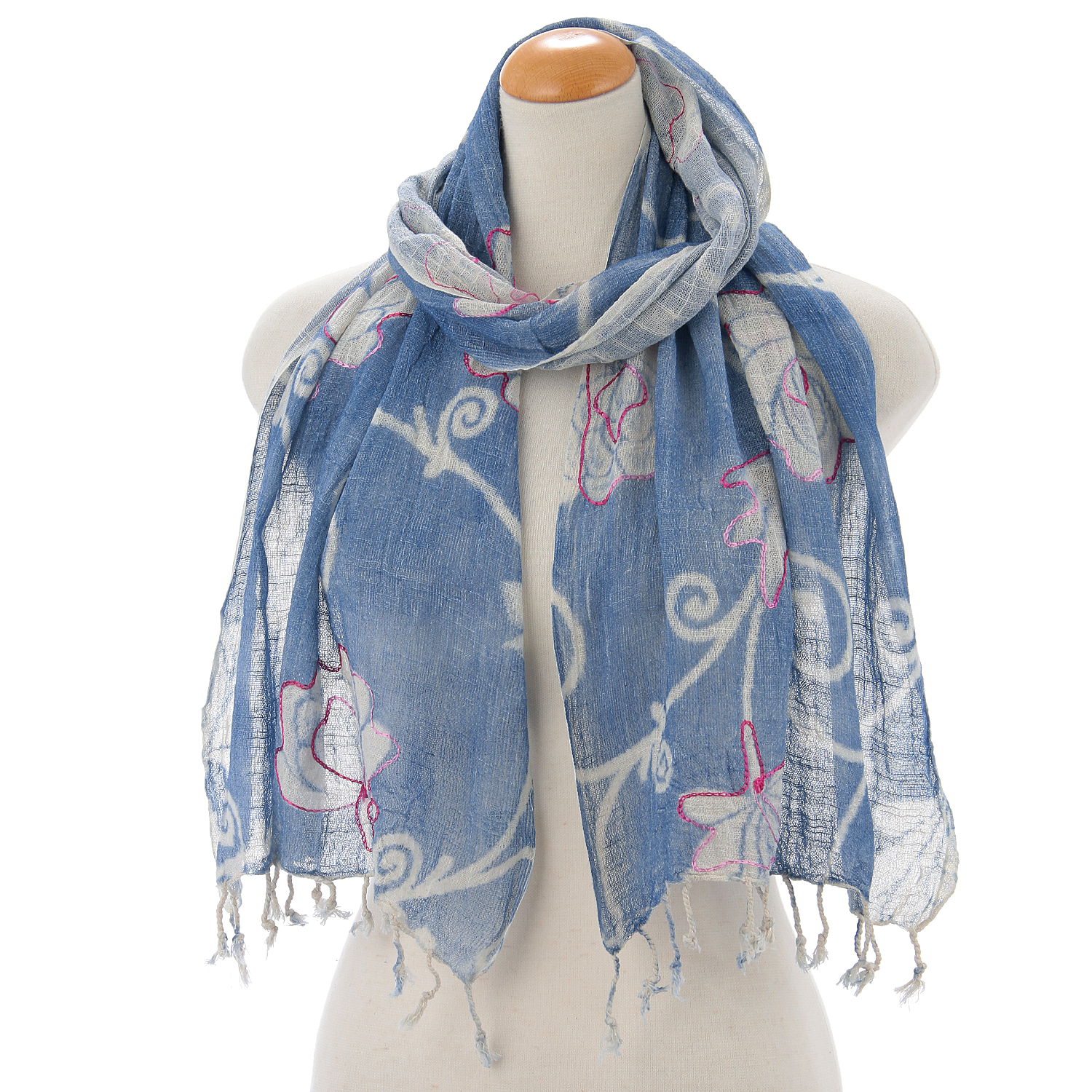 インド製 コットンストール ライトブルー