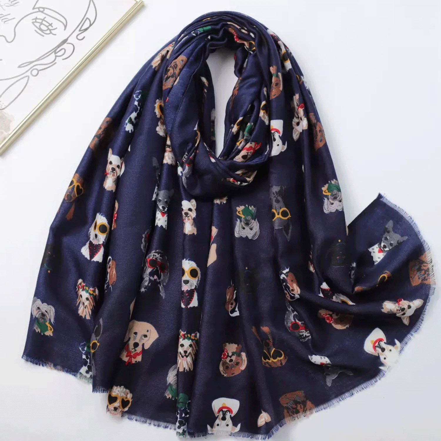 犬柄大判ストール - 画像3