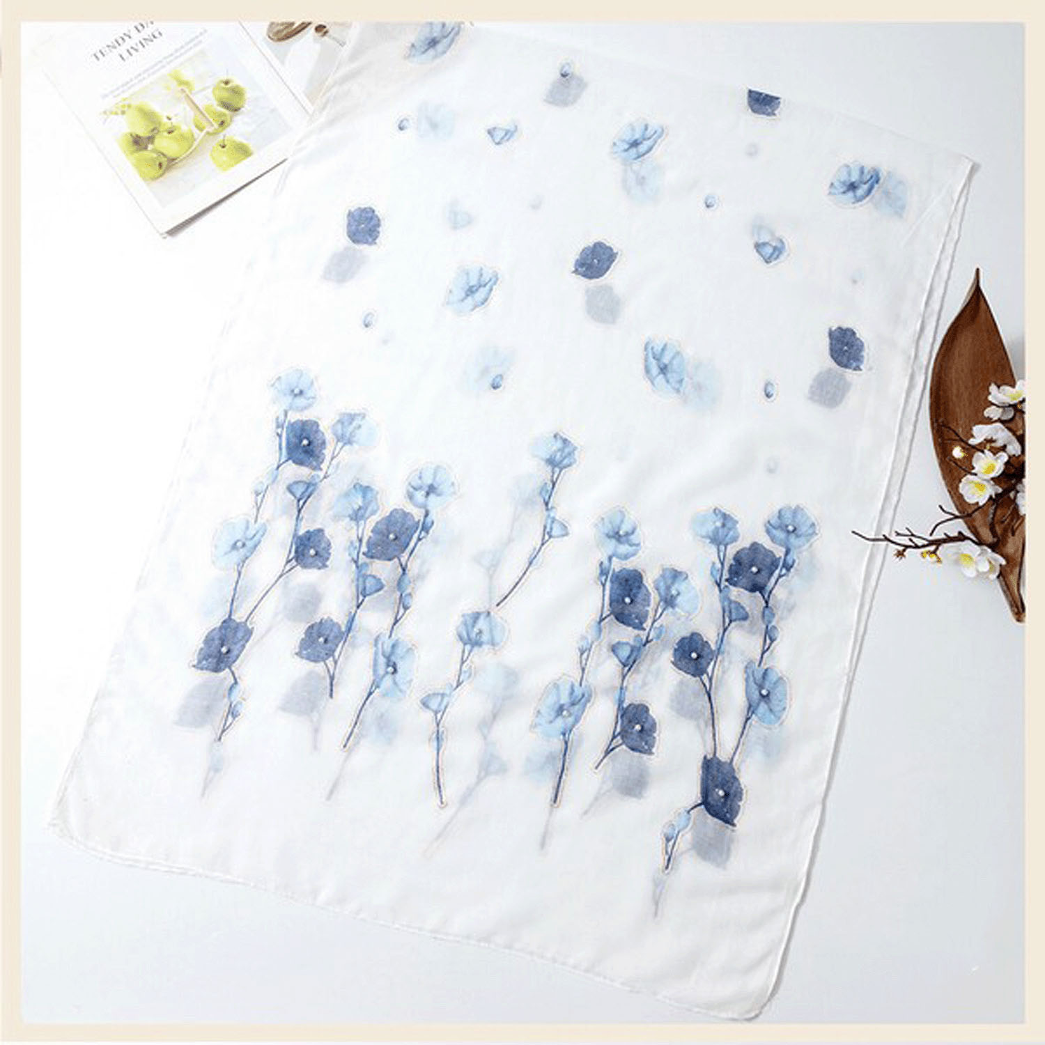 大判ストール フラワーラメパール - 画像2