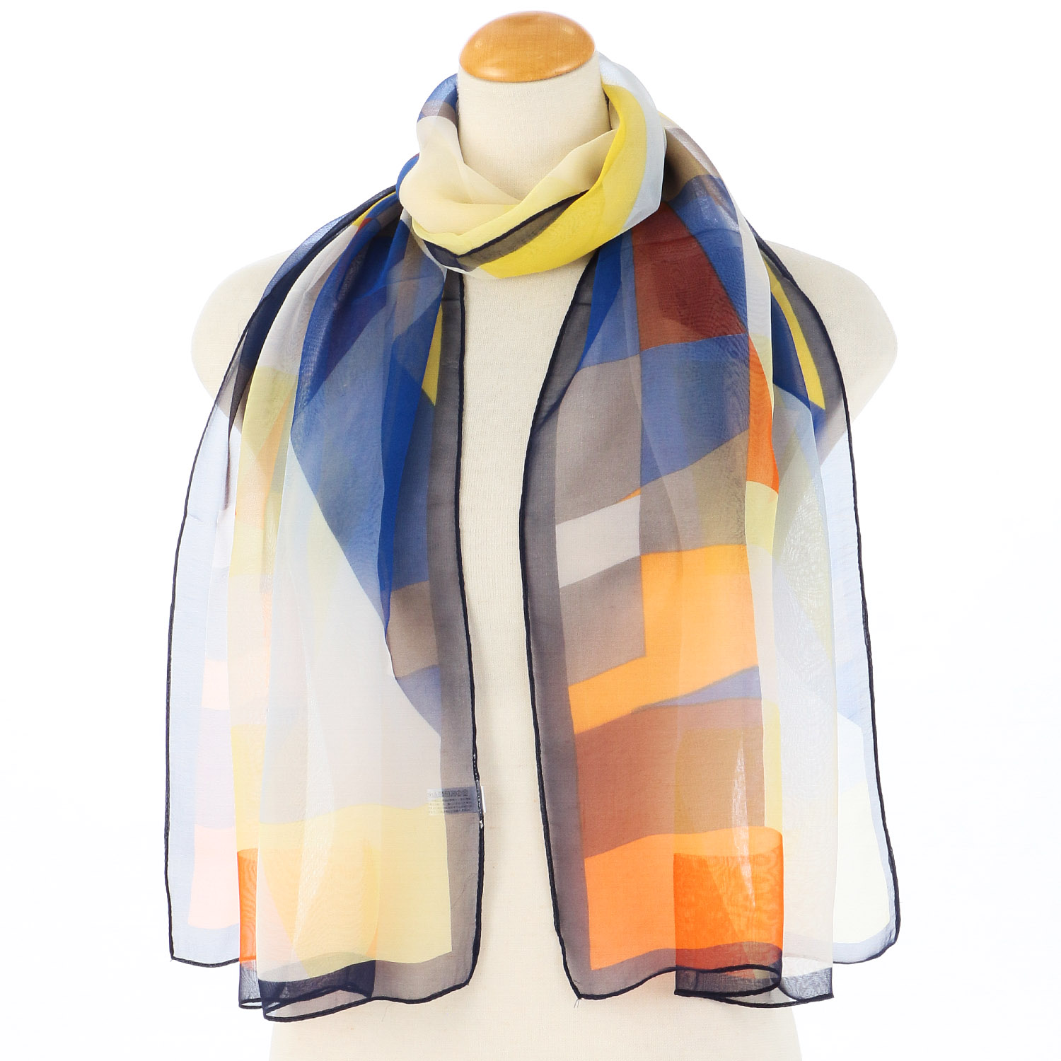 幾何柄シフォンプリントストール