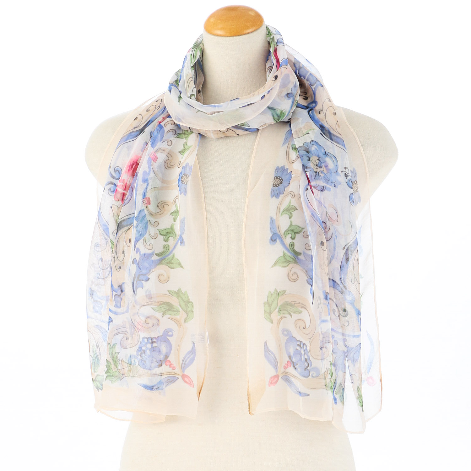 花柄シフォンプリントストール - 画像1