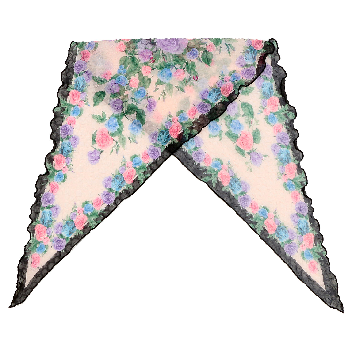 バラ柄シワ加工剣先スカーフ - 画像4