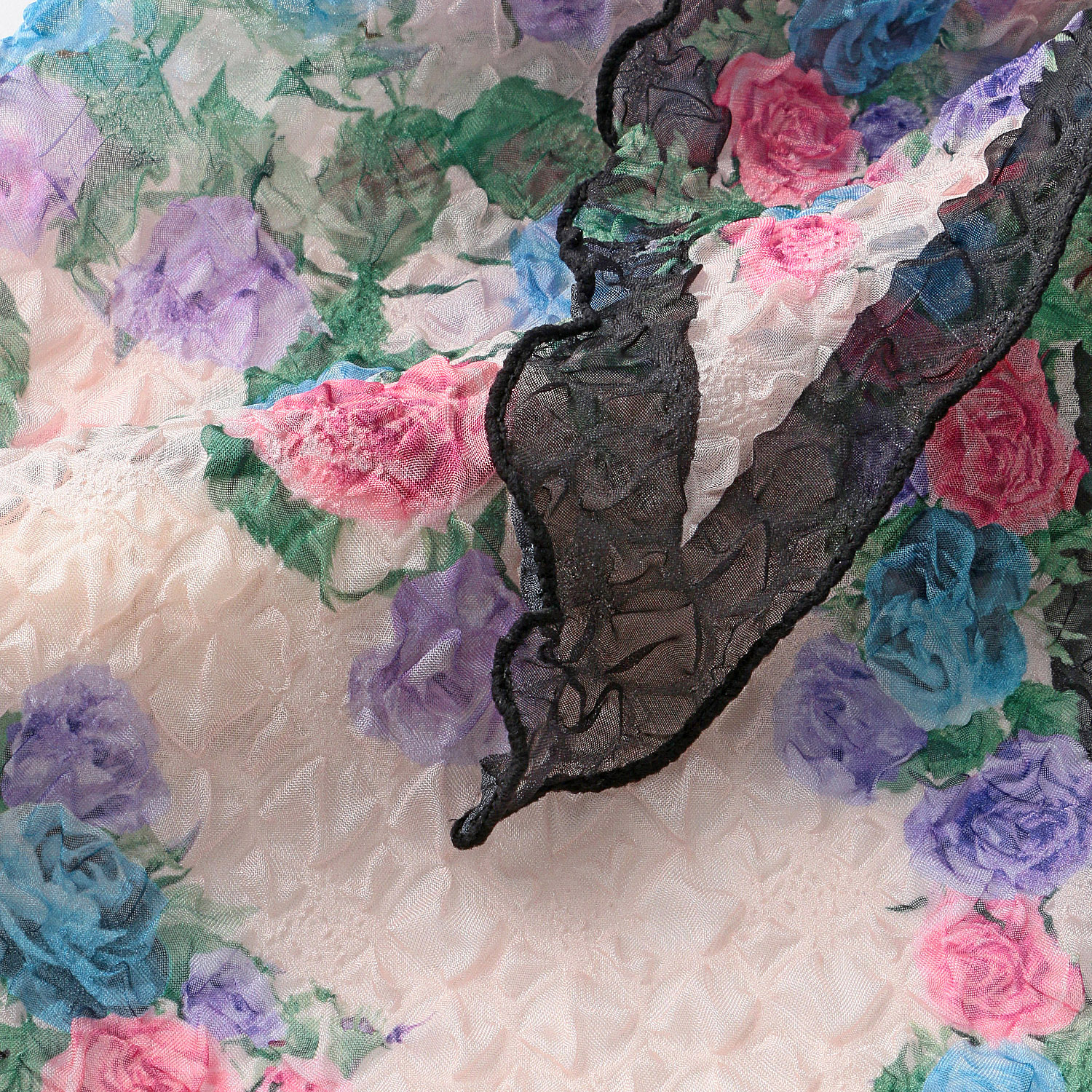 バラ柄シワ加工剣先スカーフ - 画像5