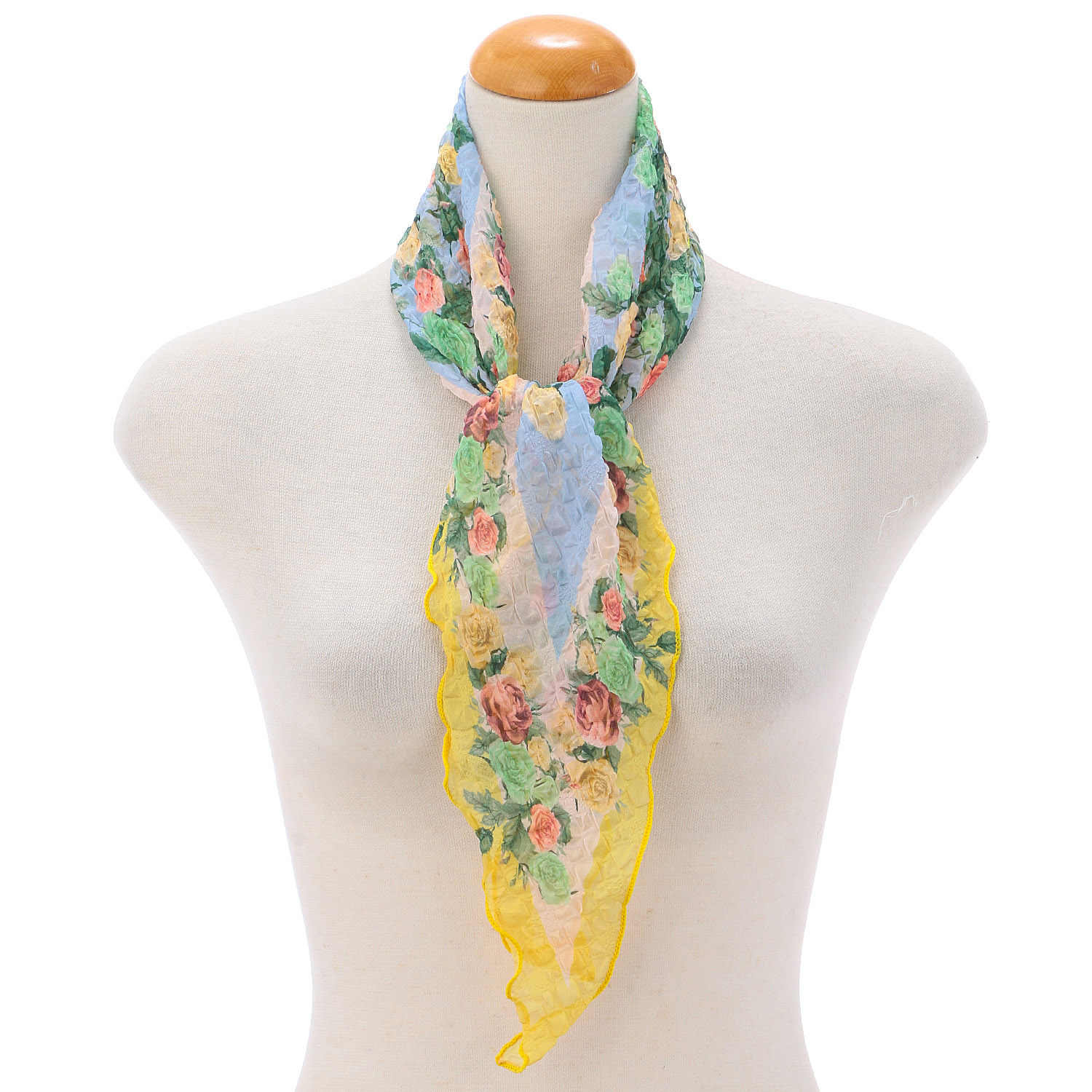 バラ柄シワ加工剣先スカーフ - 画像6