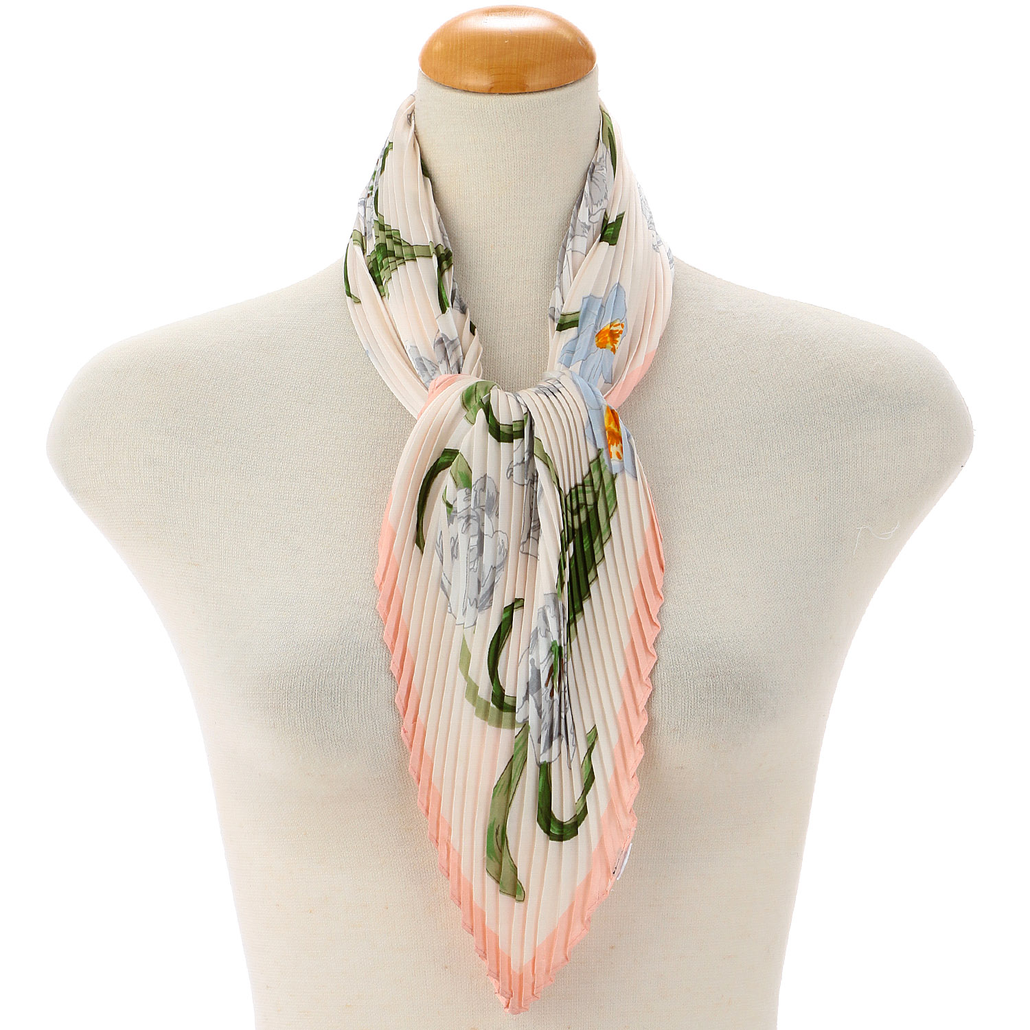 【グリーン終了】プリーツスカーフ 花柄 - 画像2