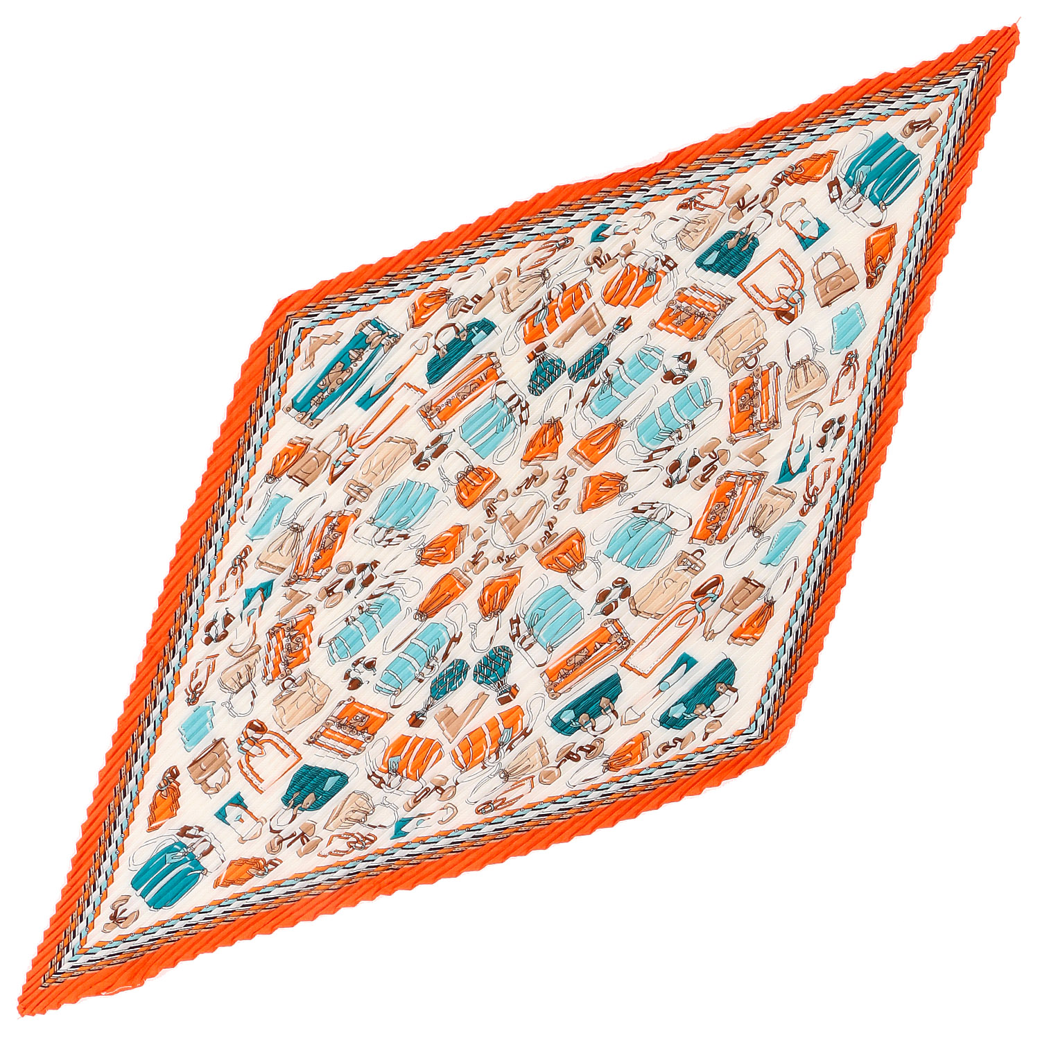 【ベージュ終了】プリーツスカ－フ バッグ柄 - 画像4