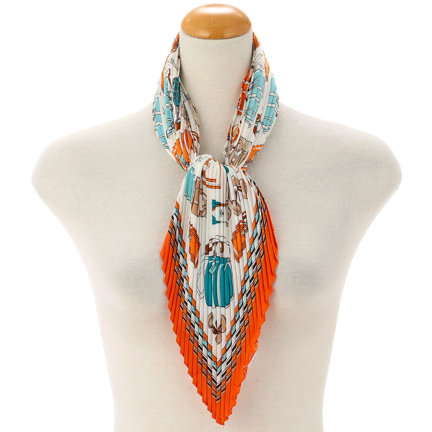 プリーツスカ－フ バッグ柄 - 画像1