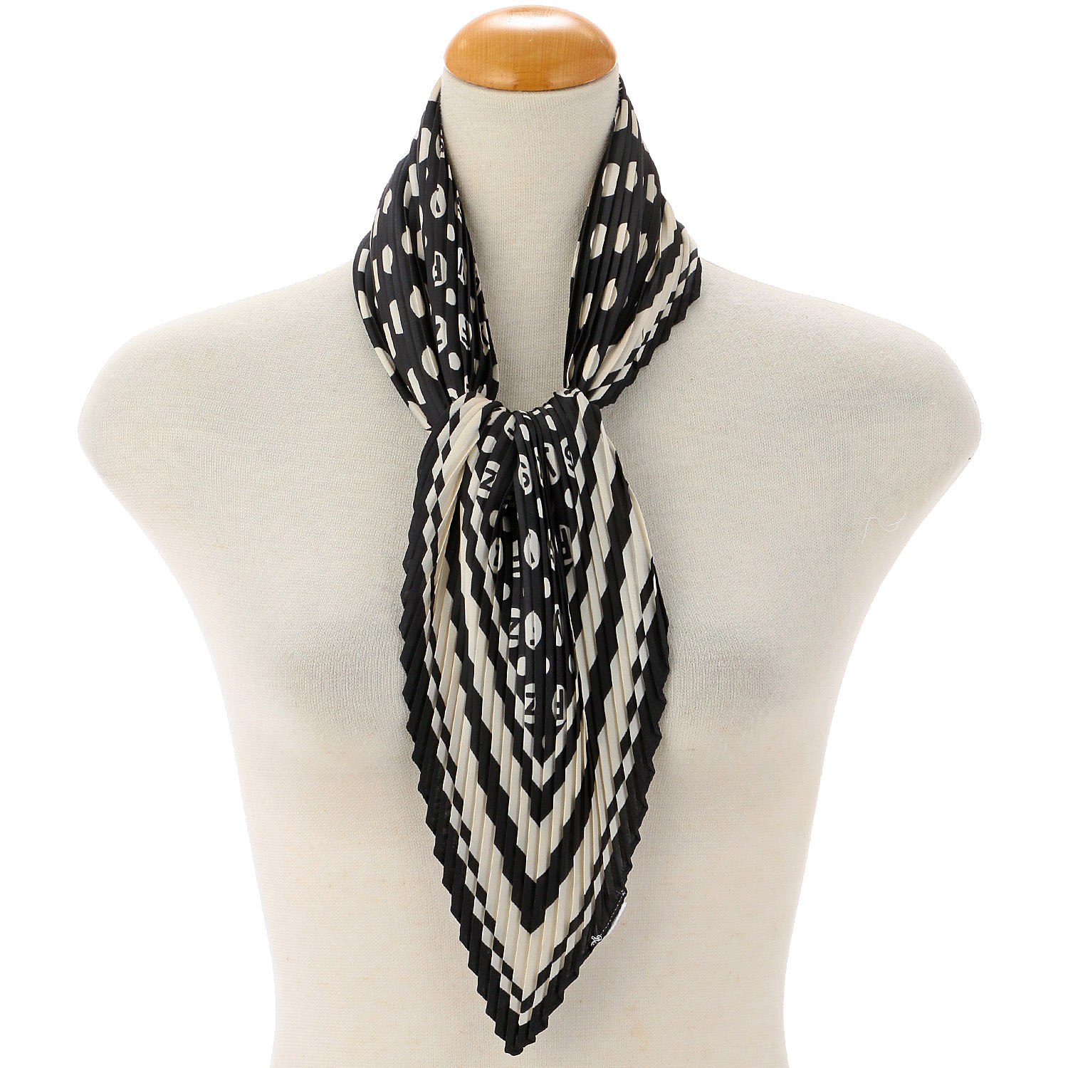 【ブラック、ホワイト終了】プリーツスカーフ ドット英字 - 画像3