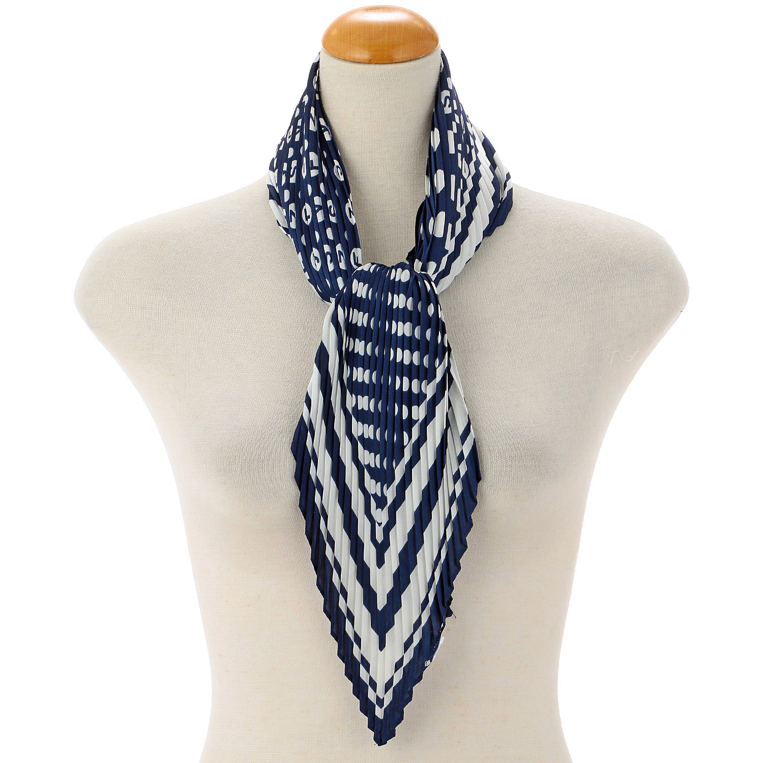 【ブラック、ホワイト終了】プリーツスカーフ ドット英字 - 画像1