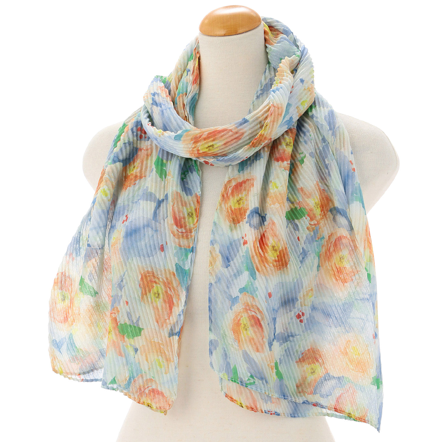 水彩フラワープリーツストール