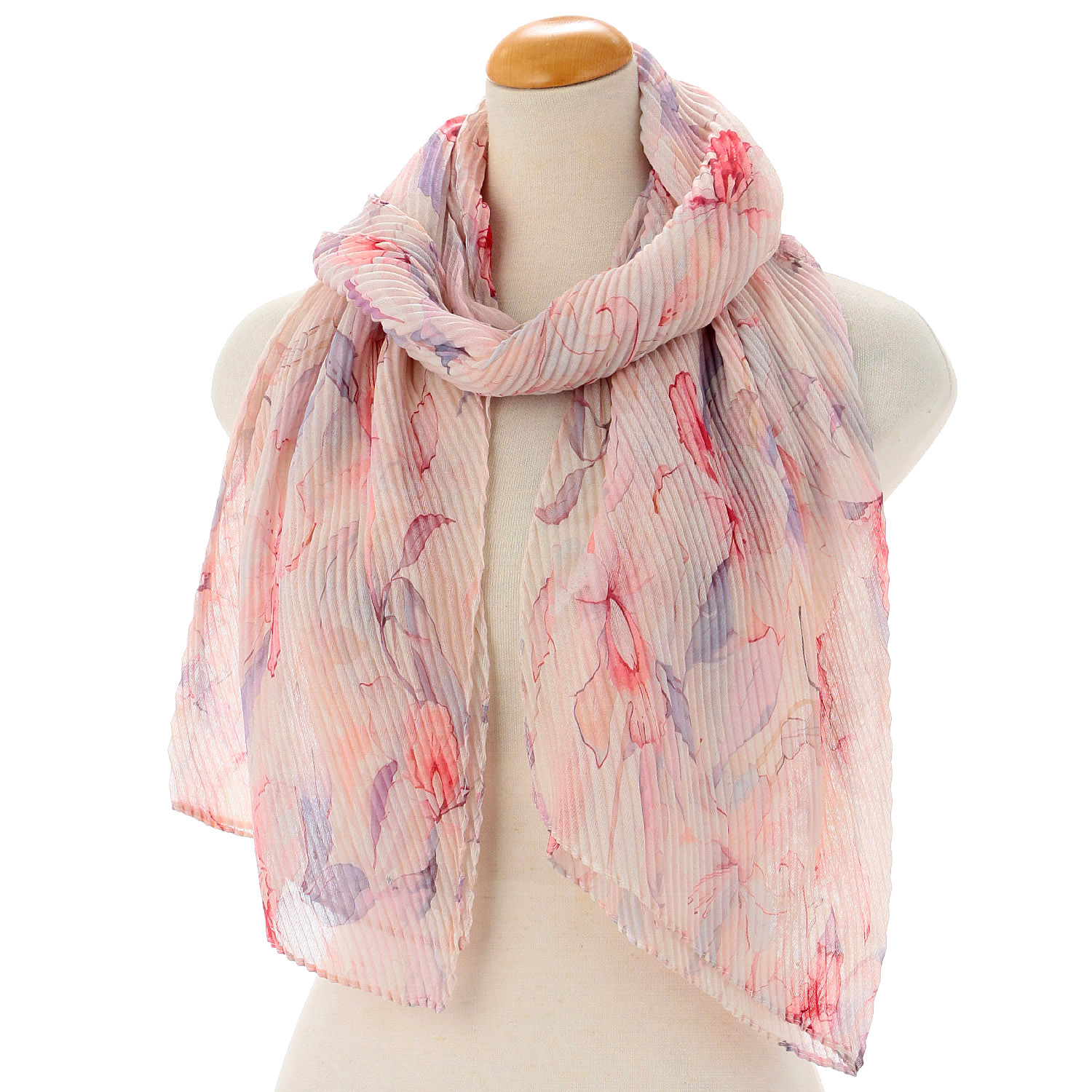 花柄プリーツストール - 画像1