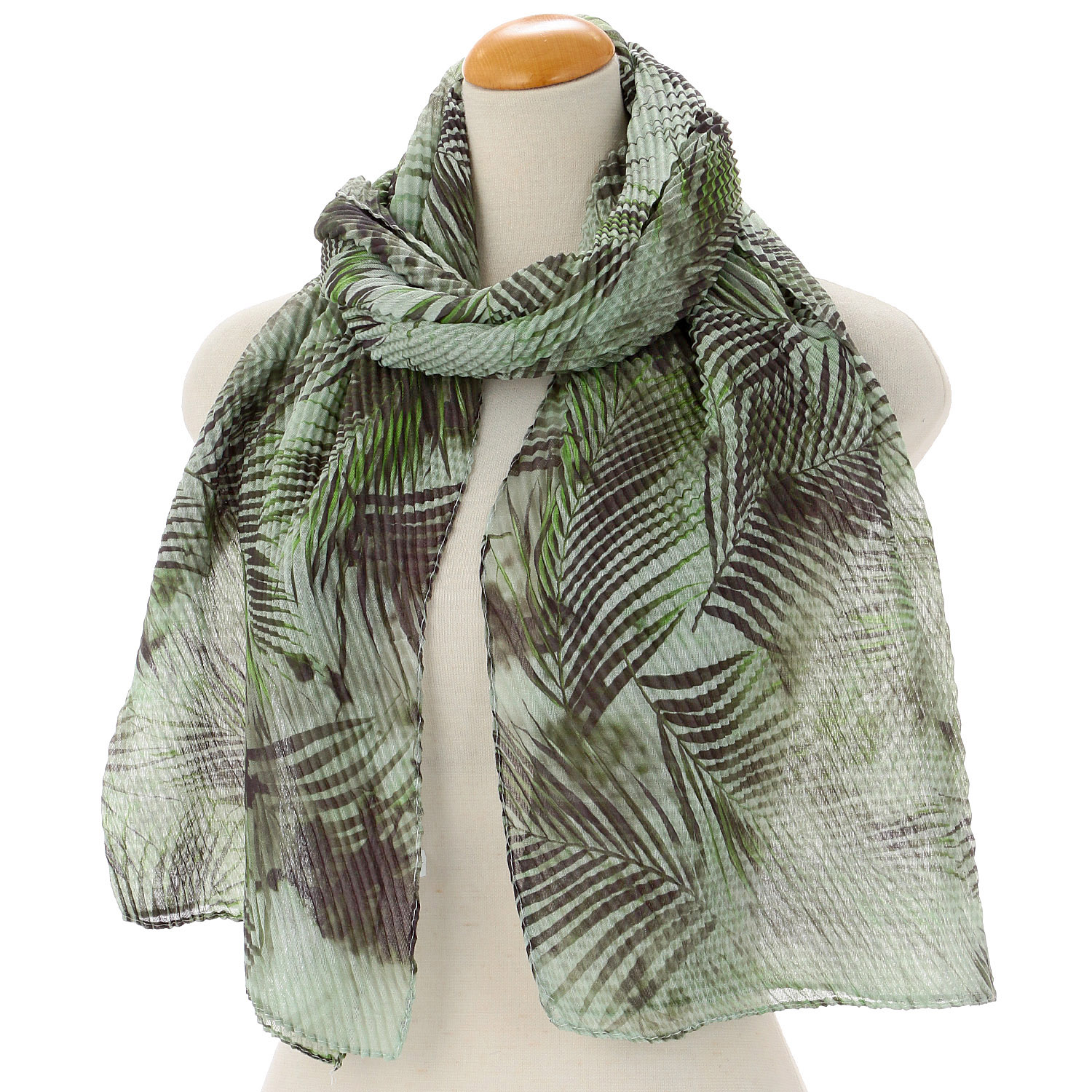 リーフ柄プリーツストール - 画像1