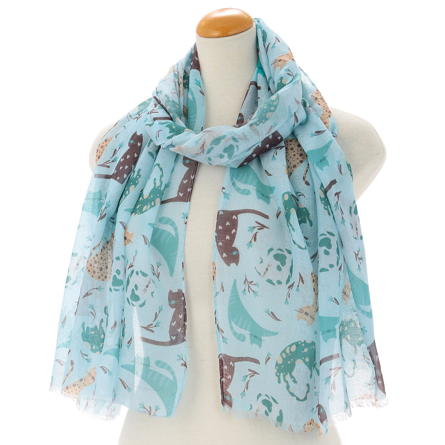 ネコ柄プリントストール - 画像1