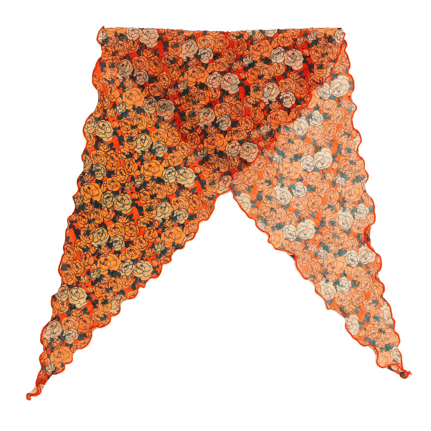 プチローズ柄シワ加工剣先スカーフ - 画像2