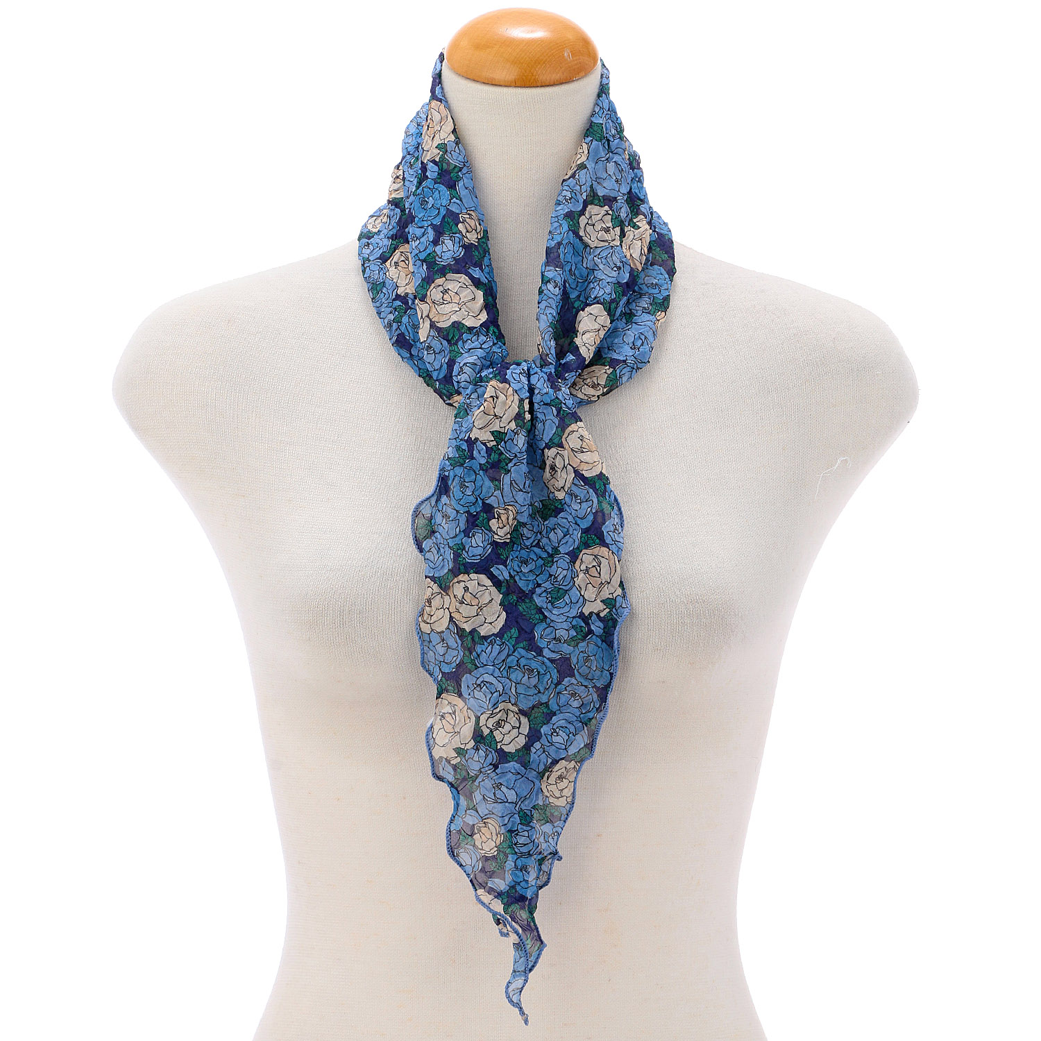 プチローズ柄シワ加工剣先スカーフ - 画像5