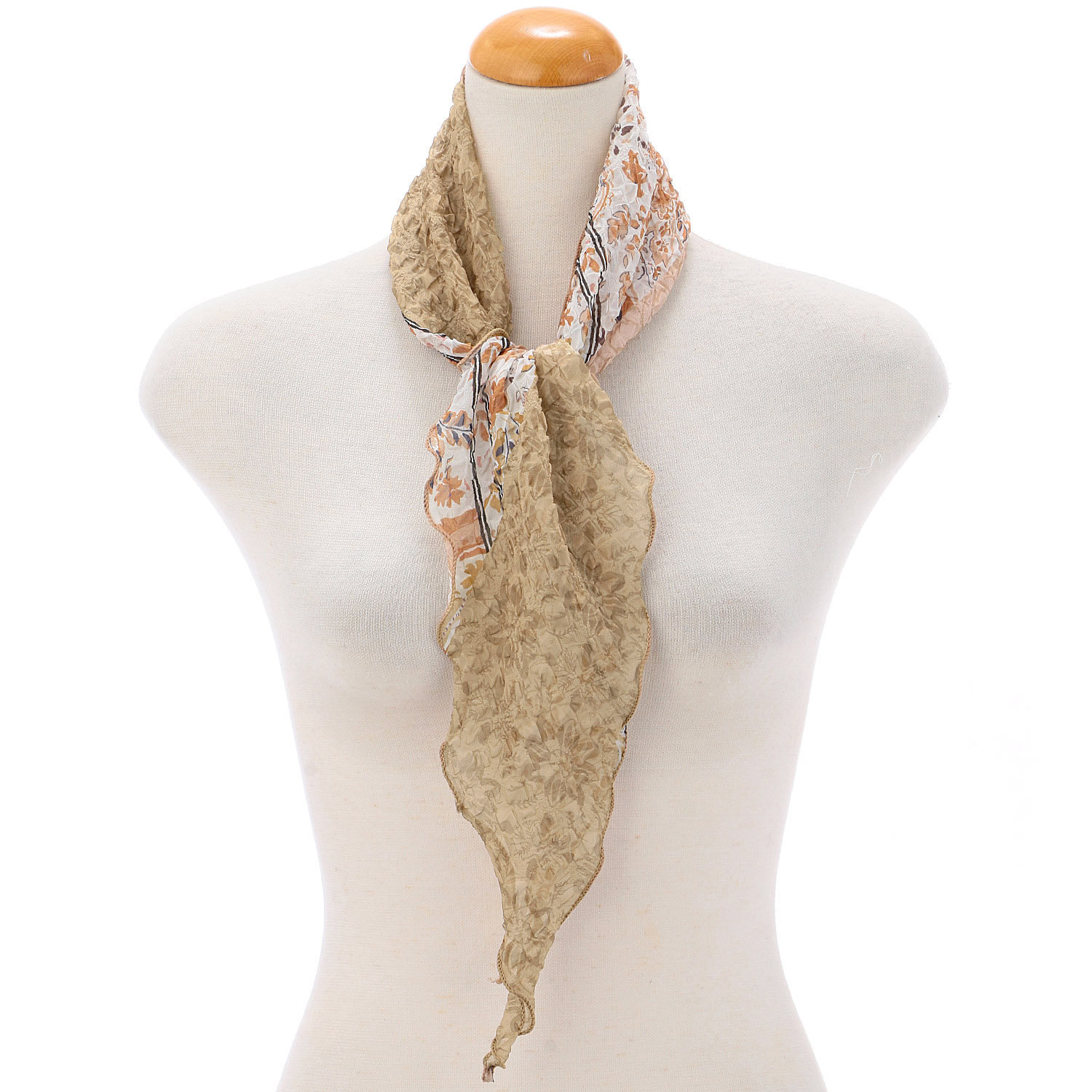 幾何柄シワ加工剣先スカーフ - 画像2