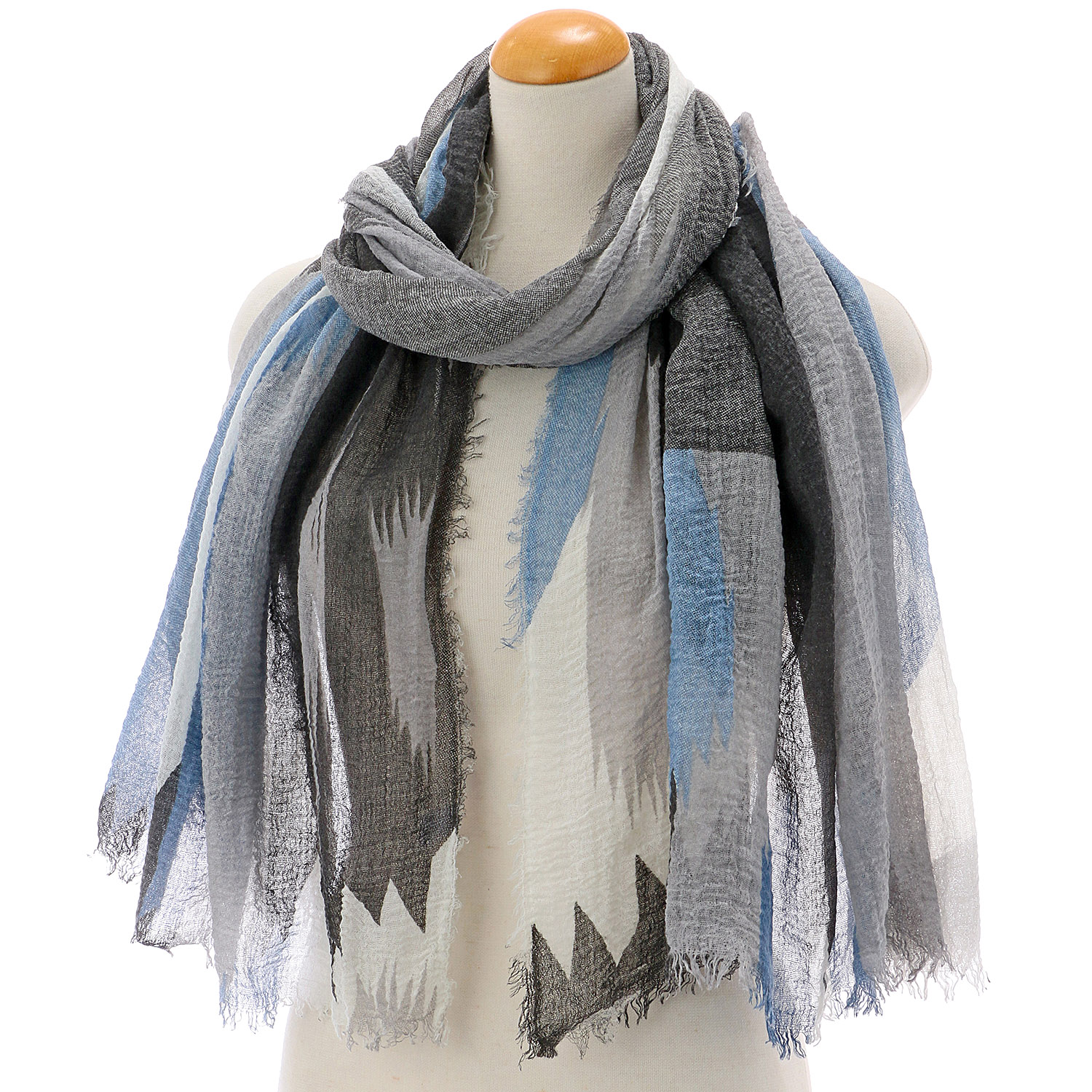 幾何柄ガーゼタッチストール - 画像4