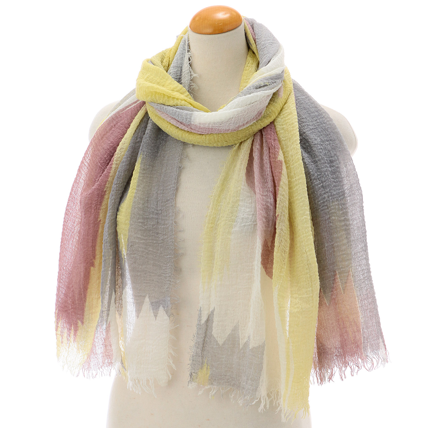 幾何柄ガーゼタッチストール - 画像1