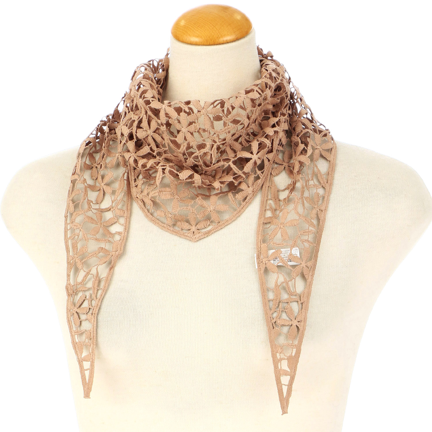 コットン刺繍三角レースストール 小花 - 画像1