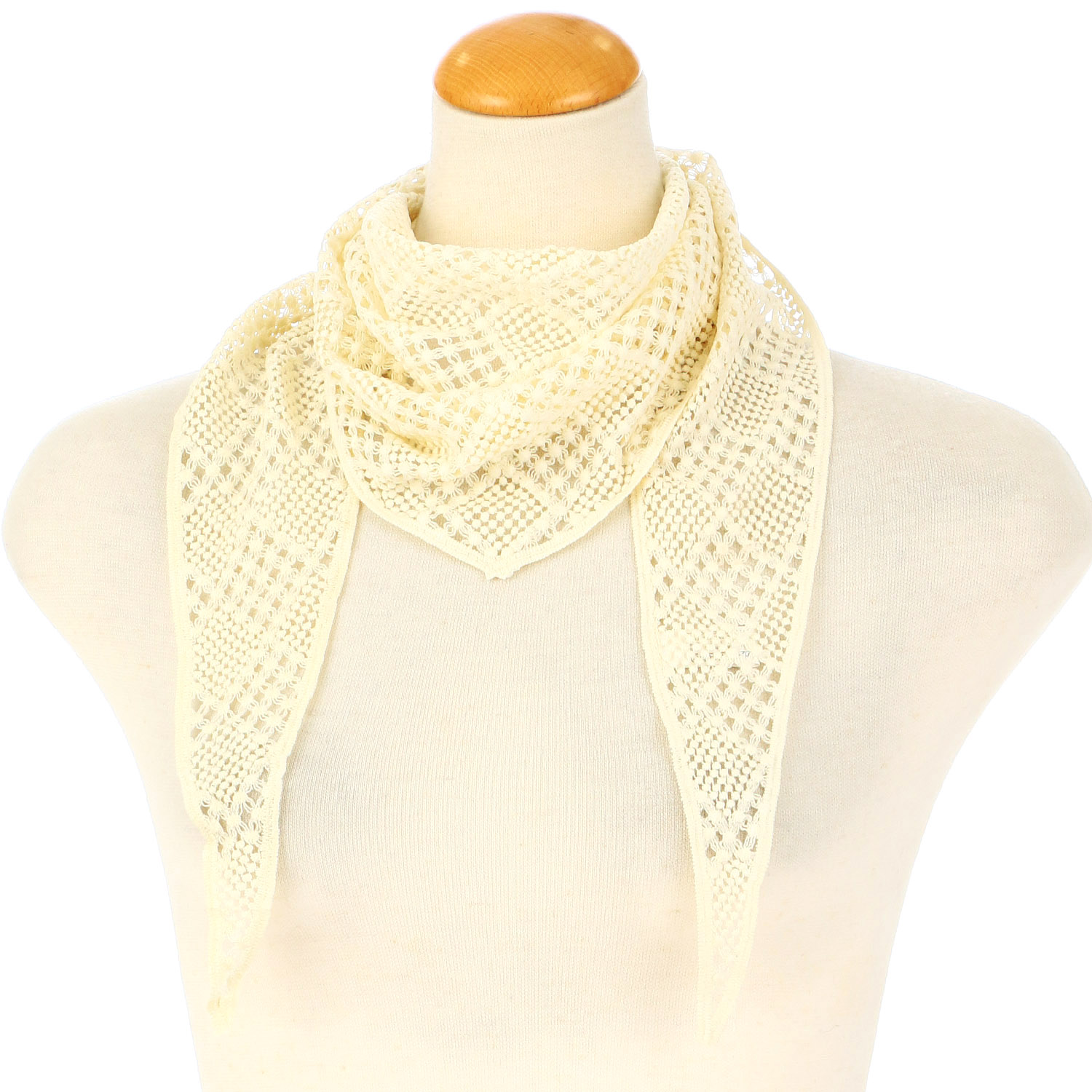 コットン刺繍三角レースストール  幾何 - 画像4