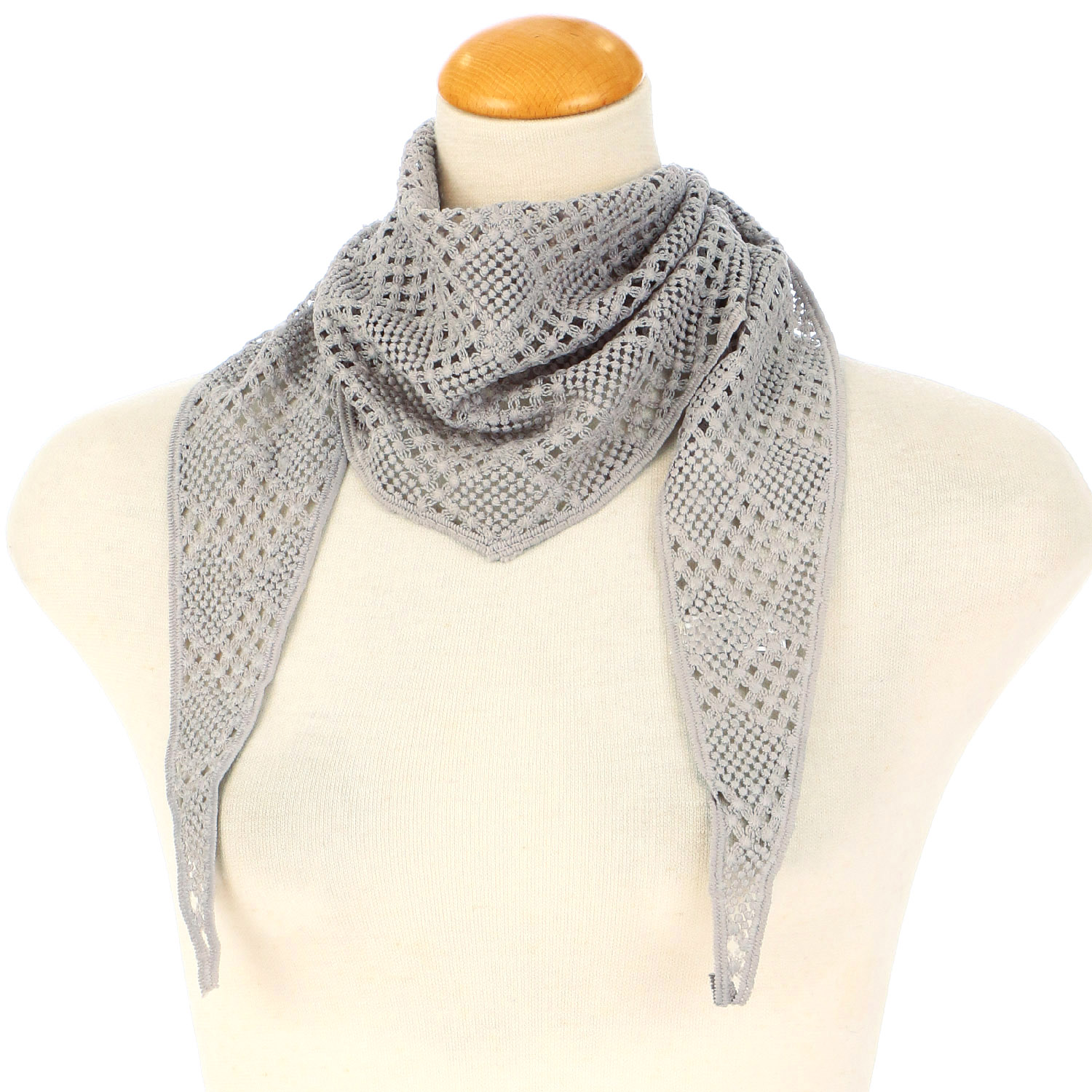 コットン刺繍三角レースストール  幾何 - 画像1