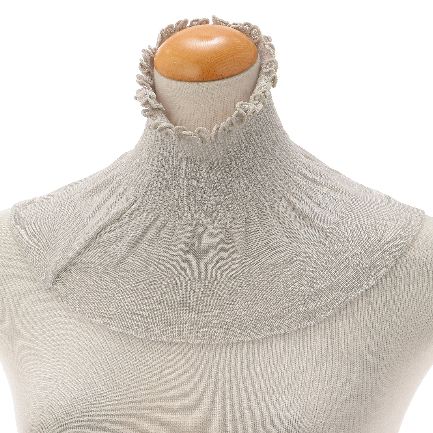 日本製 シルク混ネックカバーフリル 無地 - 画像3