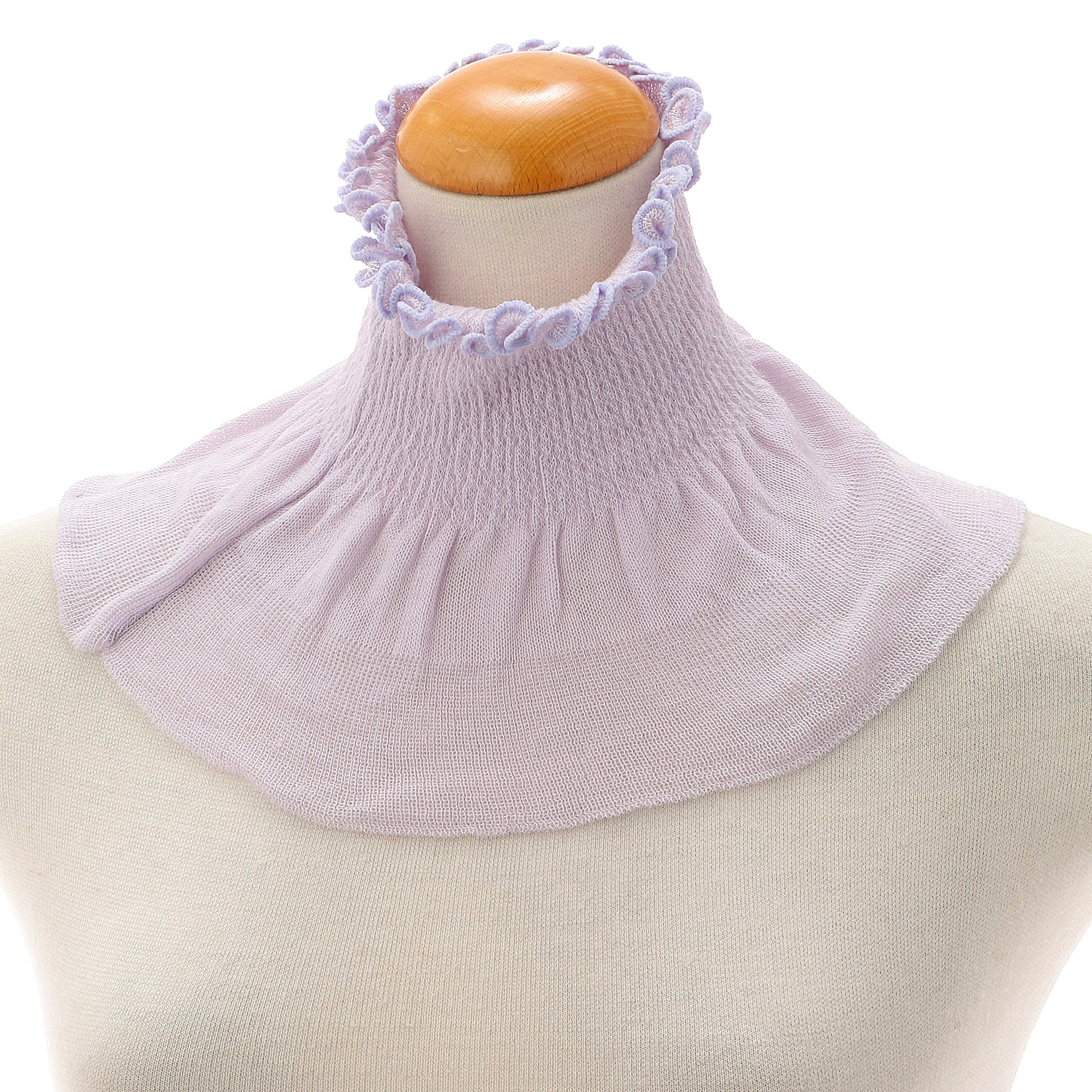 日本製 シルク混ネックカバーフリル 無地 - 画像1