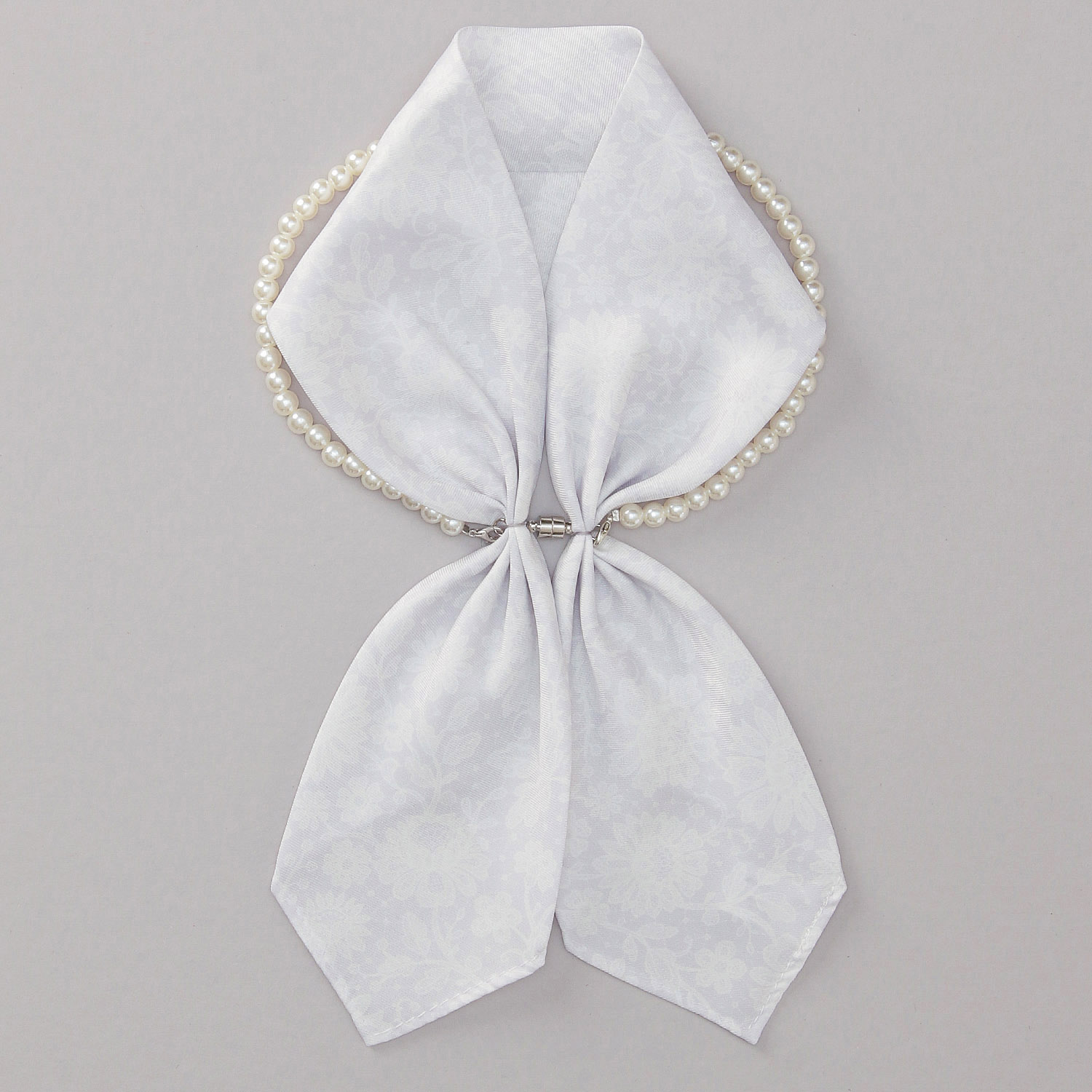 マグネット付パールネックレススカーフ マルチ柄 - 画像2