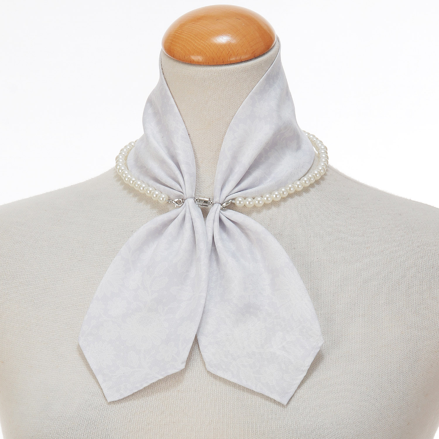 マグネット付パールネックレススカーフ マルチ柄 - 画像2