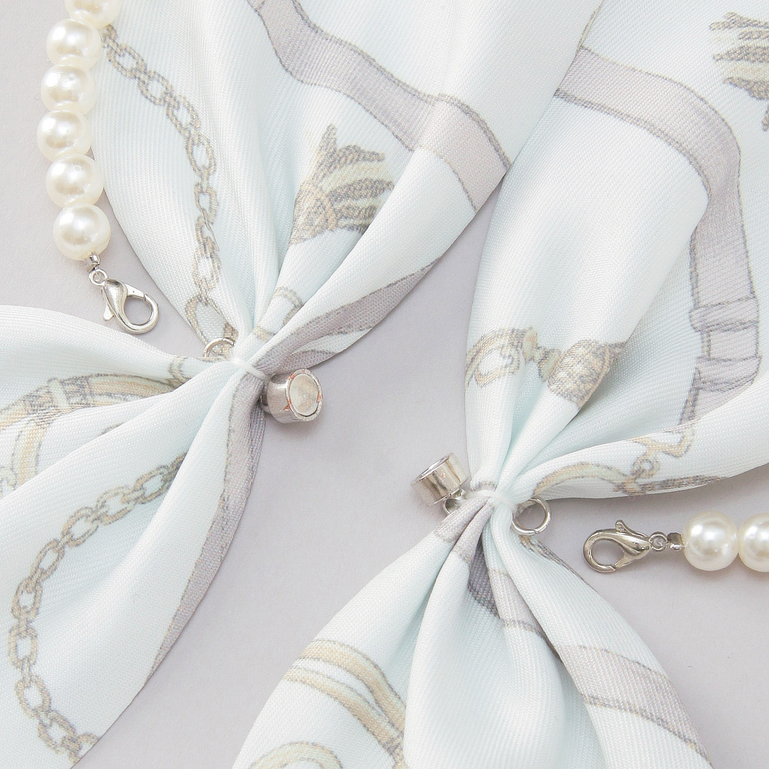 マグネット付パールネックレススカーフ マルチ柄 - 画像6