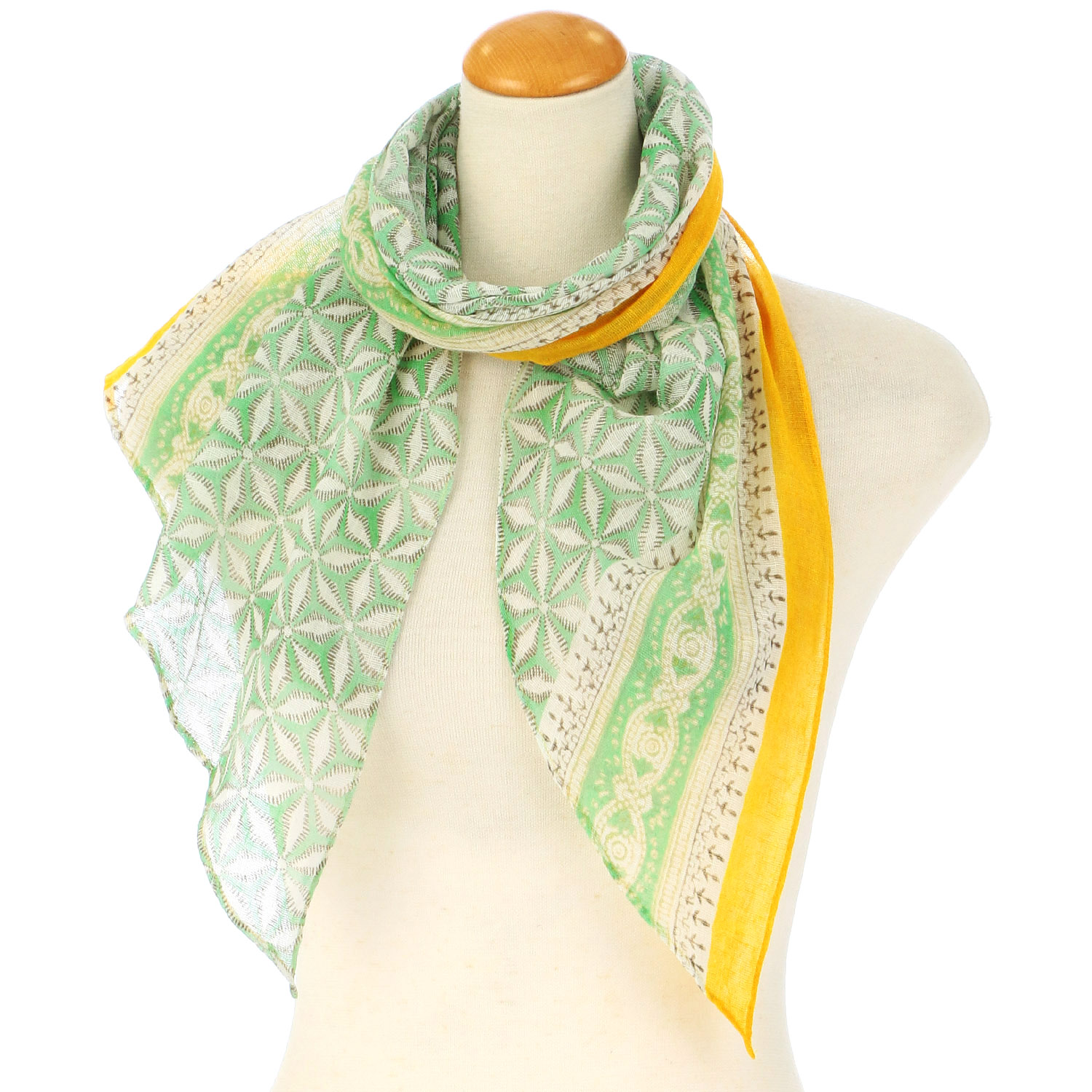 UV剣先リネンコットンストール エスニック柄 - 画像1