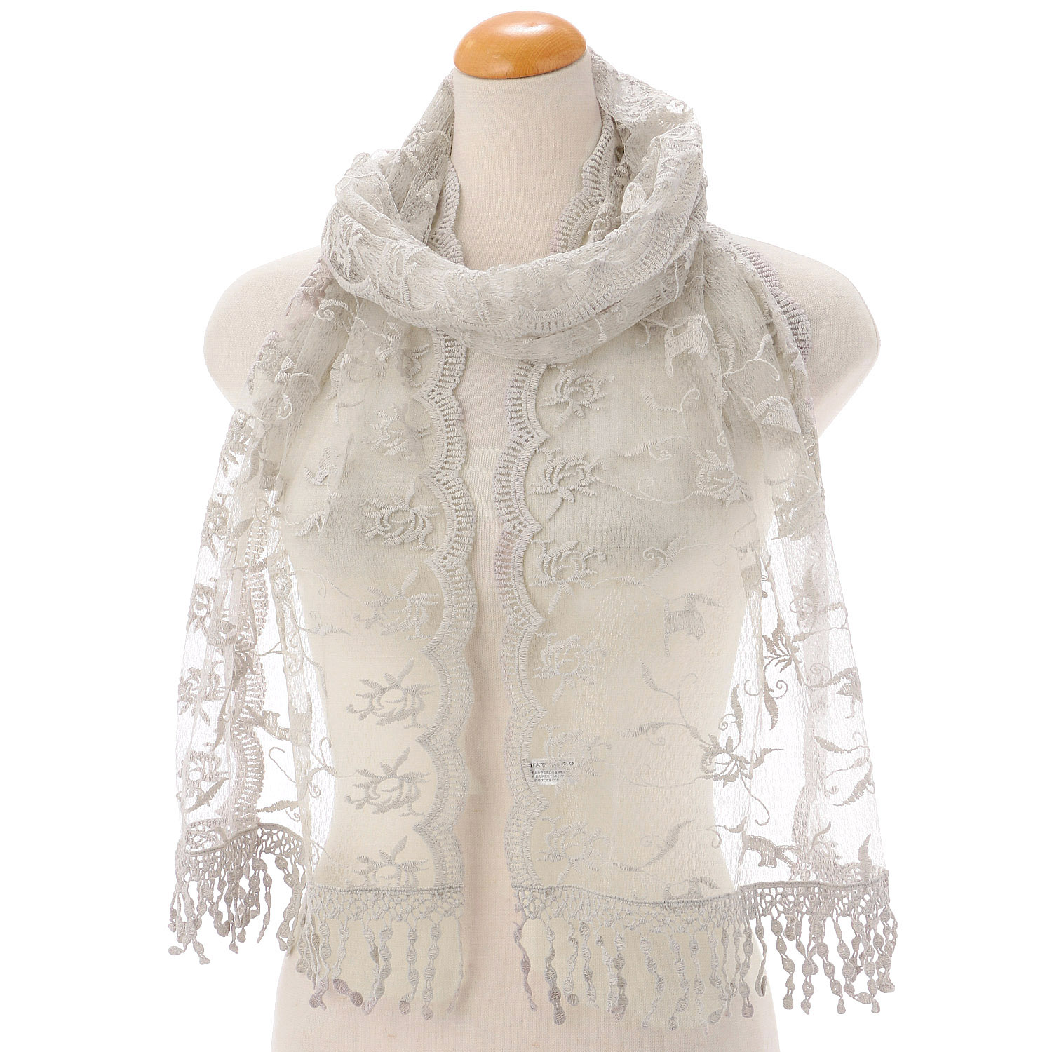 レースストール 花と猫柄 - 画像1