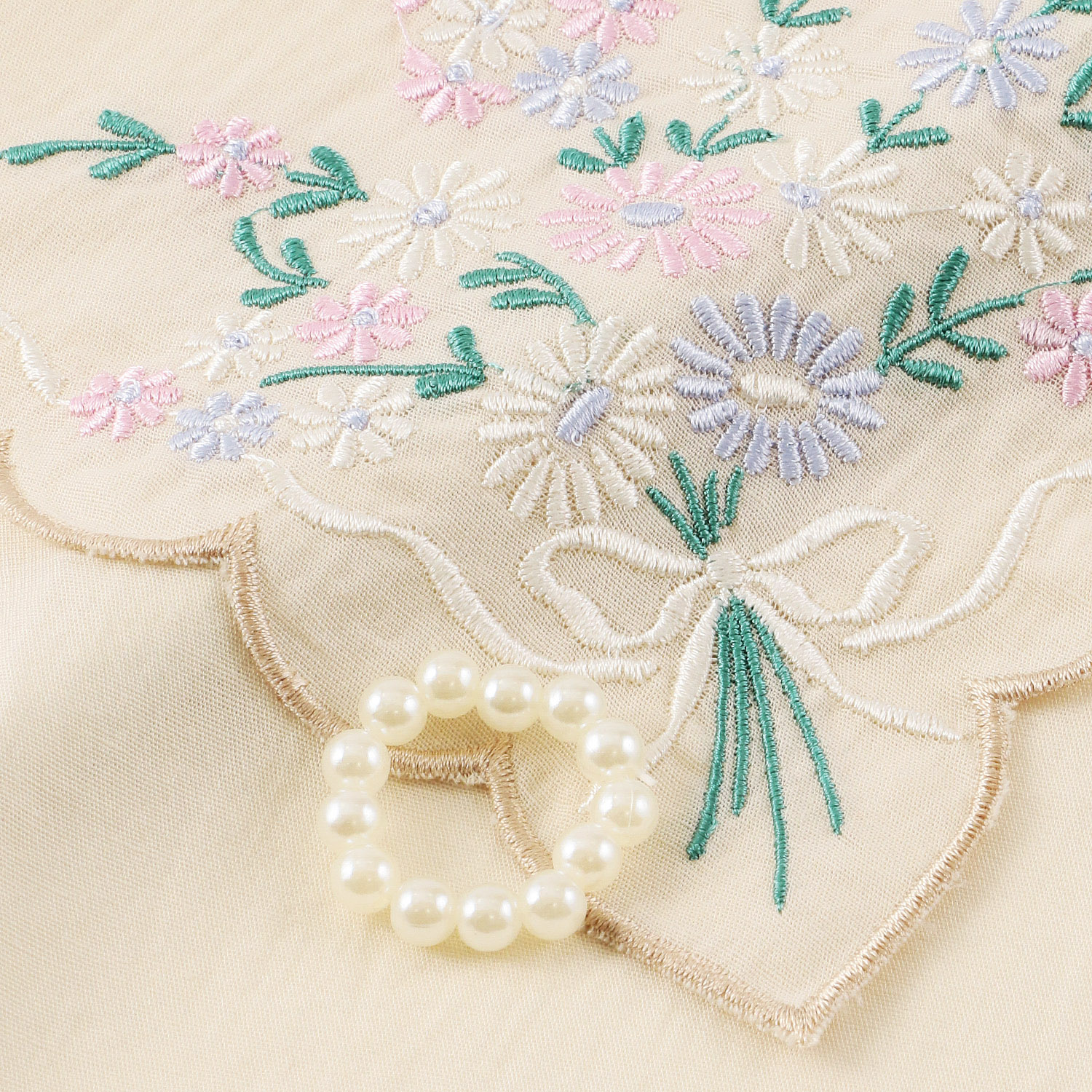 リング付刺繍スカーフ 花束 - 画像3