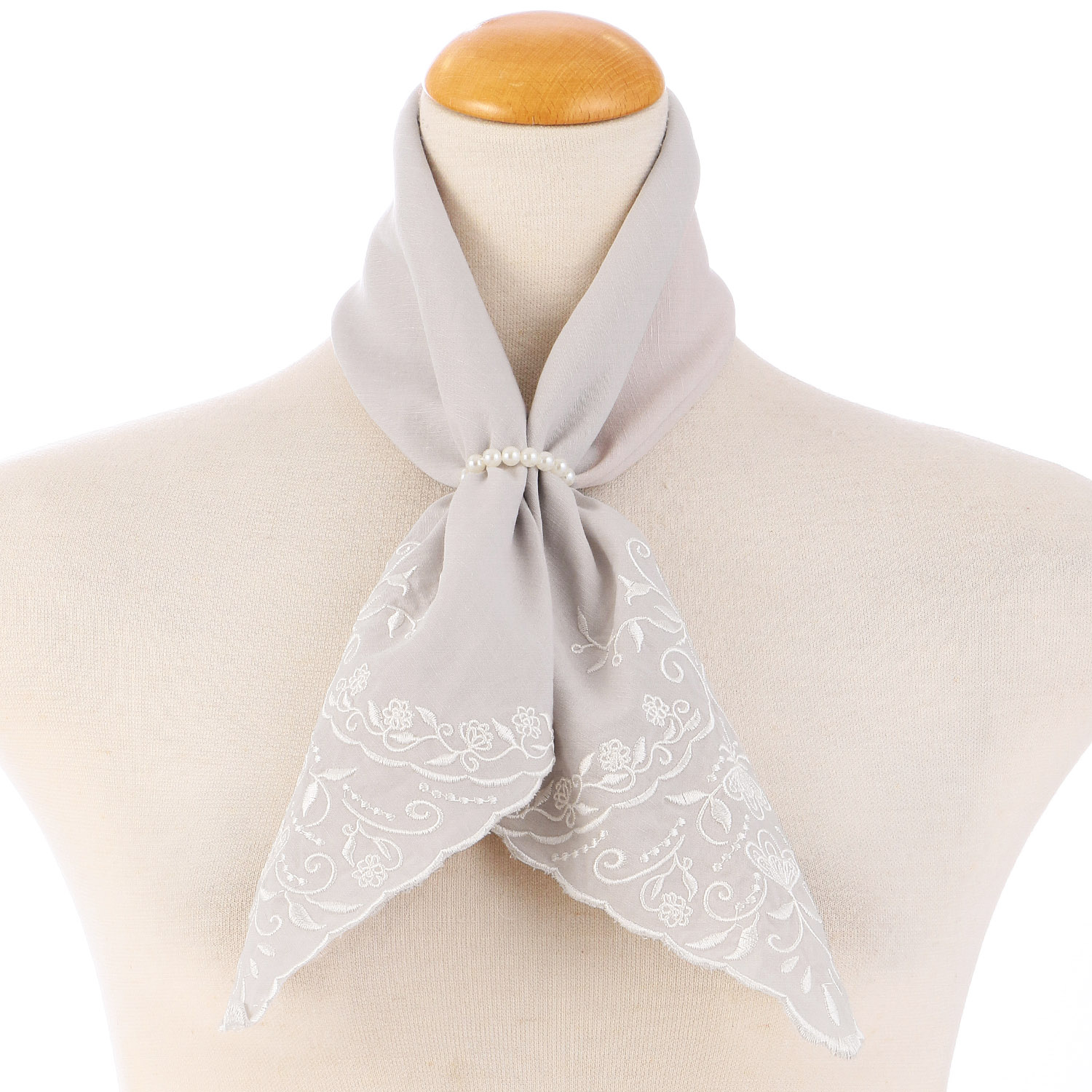 リング付刺繍スカーフ エレガント - 画像1