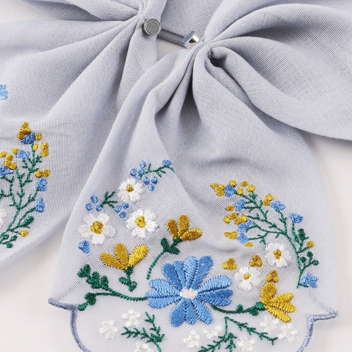 マグネット付きコットン刺繍スカーフ 花 - 画像3