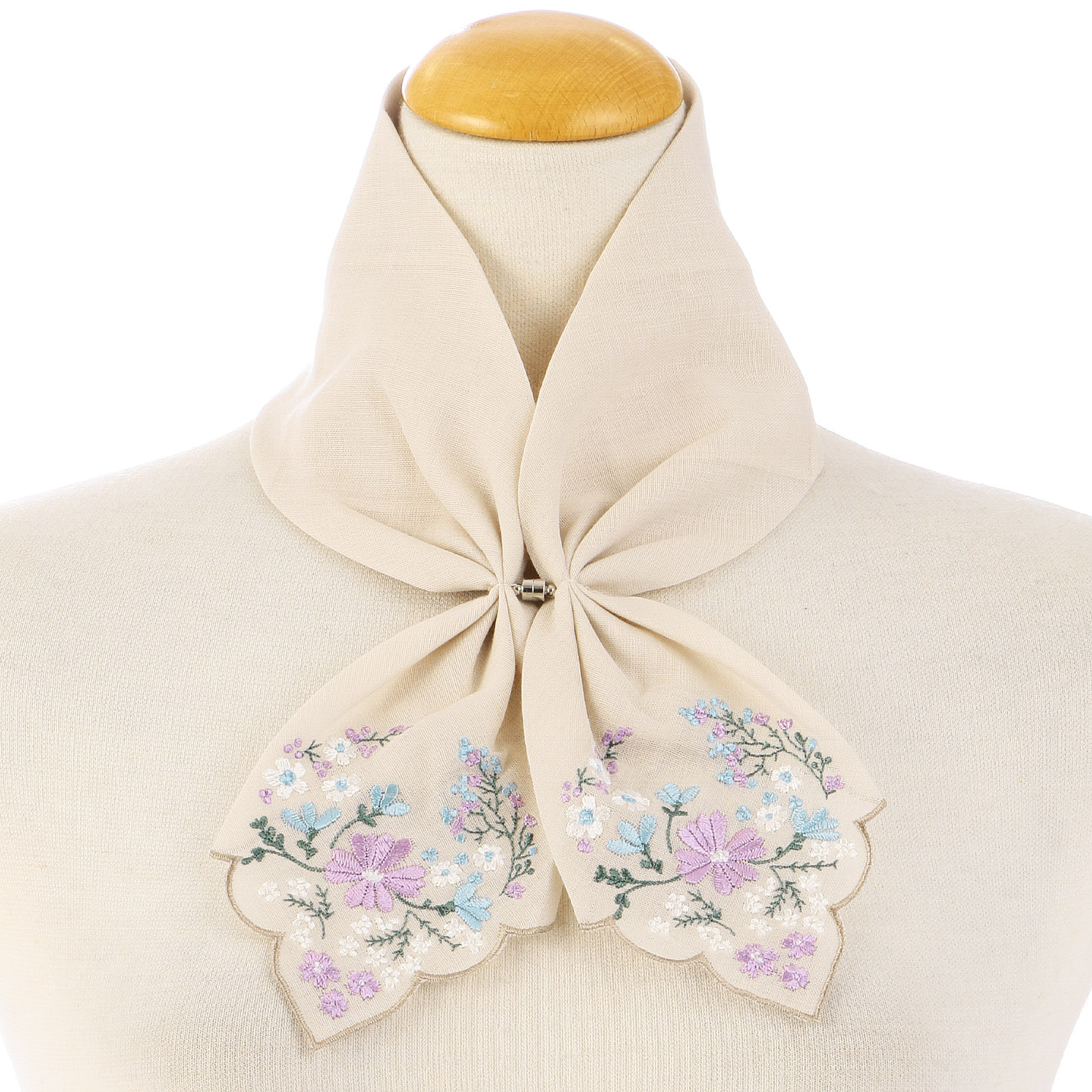 マグネット付きコットン刺繍スカーフ 花 - 画像4