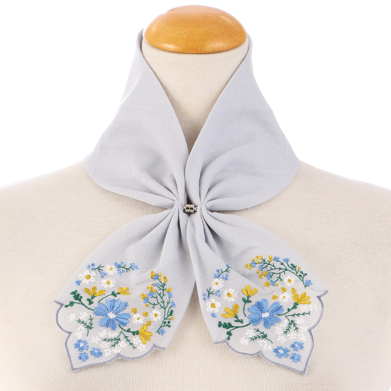 マグネット付きコットン刺繍スカーフ 花 - 画像1